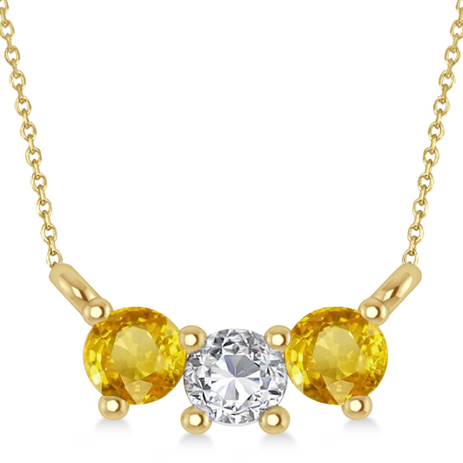 Three Stone Diamond & Yellow Sapphire Pendant Necklace 14k Yellow Gold (0.45ct)