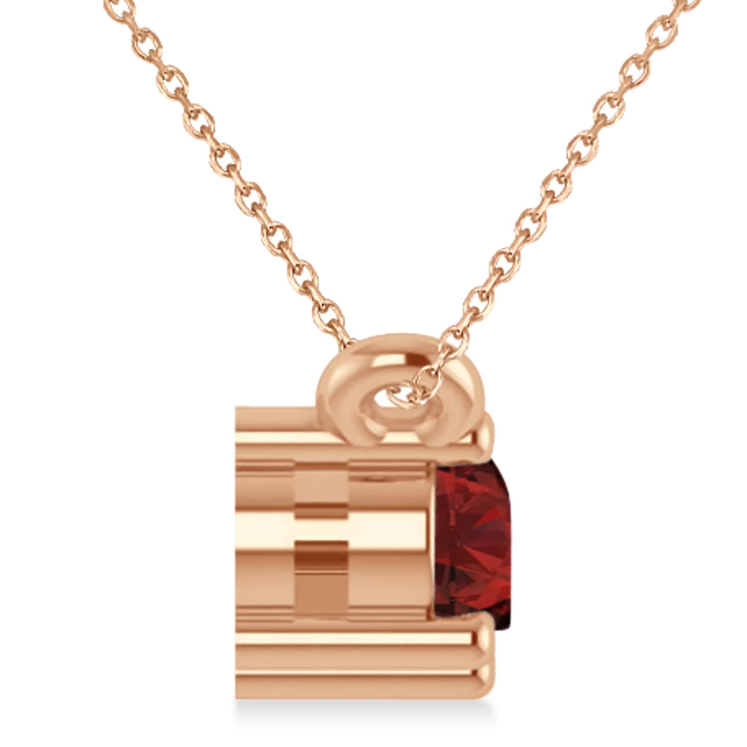 Three Stone Diamond & Garnet Pendant Necklace 14k Rose Gold (1.00ct)