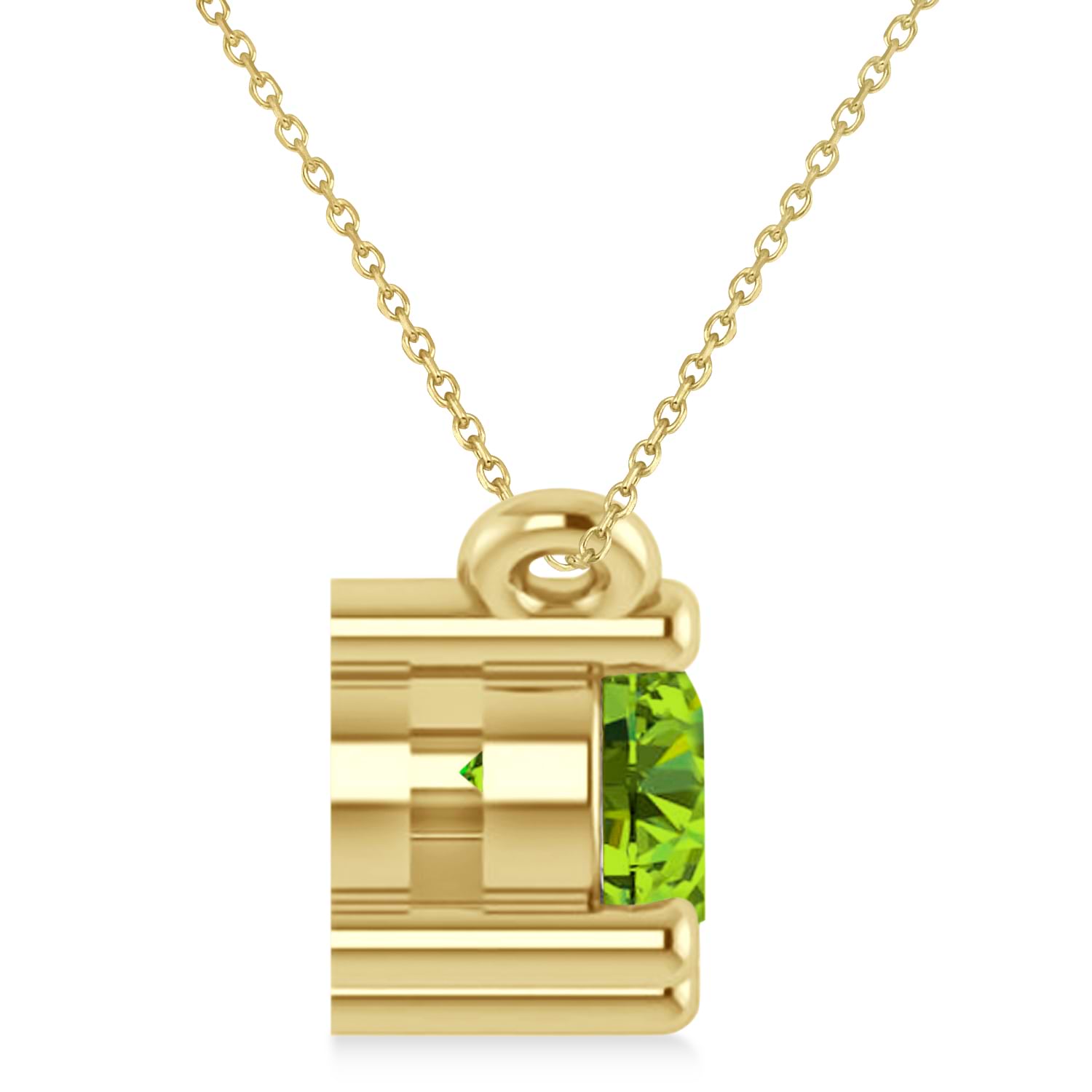 Three Stone Diamond & Peridot Pendant Necklace 14k Yellow Gold (1.00ct)