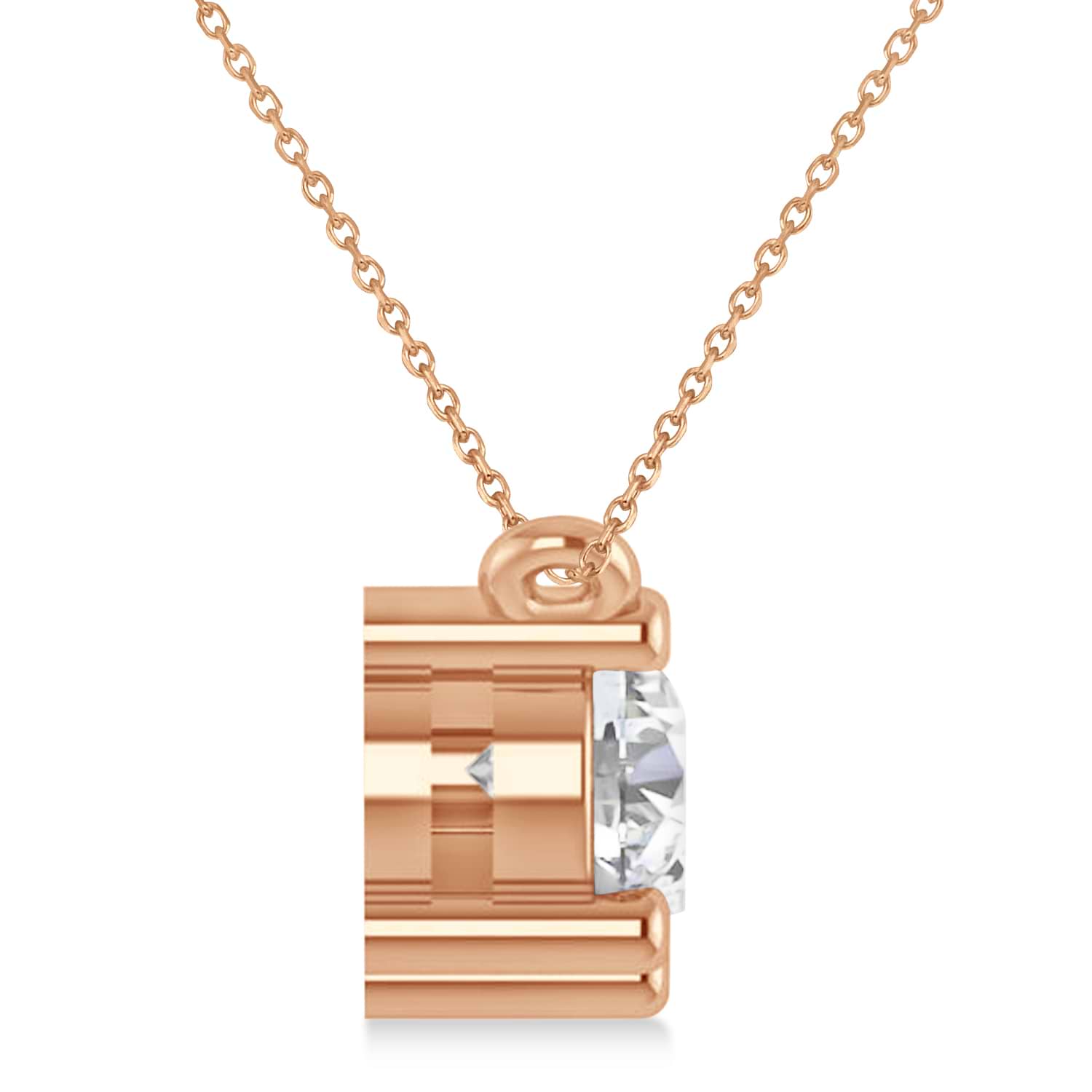 Three Stone Diamond Pendant Necklace 14k Rose Gold (1.50ct)