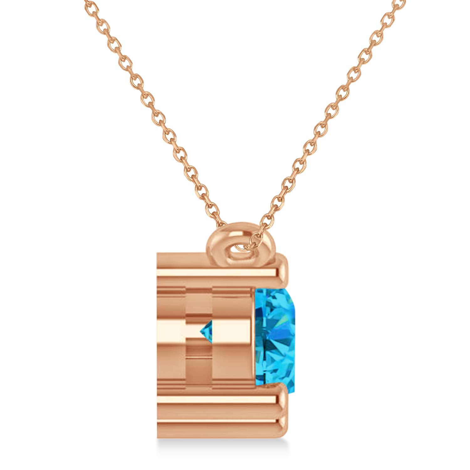 Three Stone Diamond & Blue Topaz Pendant Necklace 14k Rose Gold (1.50ct)
