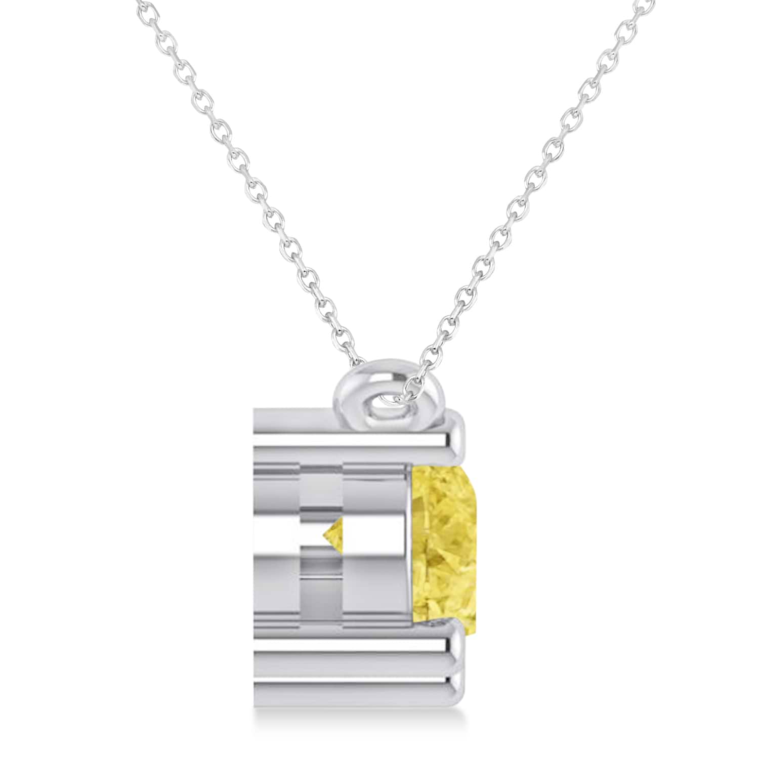 Three Stone Diamond & Yellow Diamond Pendant Necklace 14k White Gold (1.50ct)