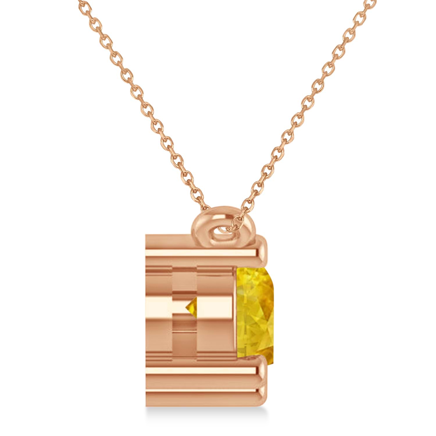 Three Stone Diamond & Yellow Sapphire Pendant Necklace 14k Rose Gold (1.50ct)