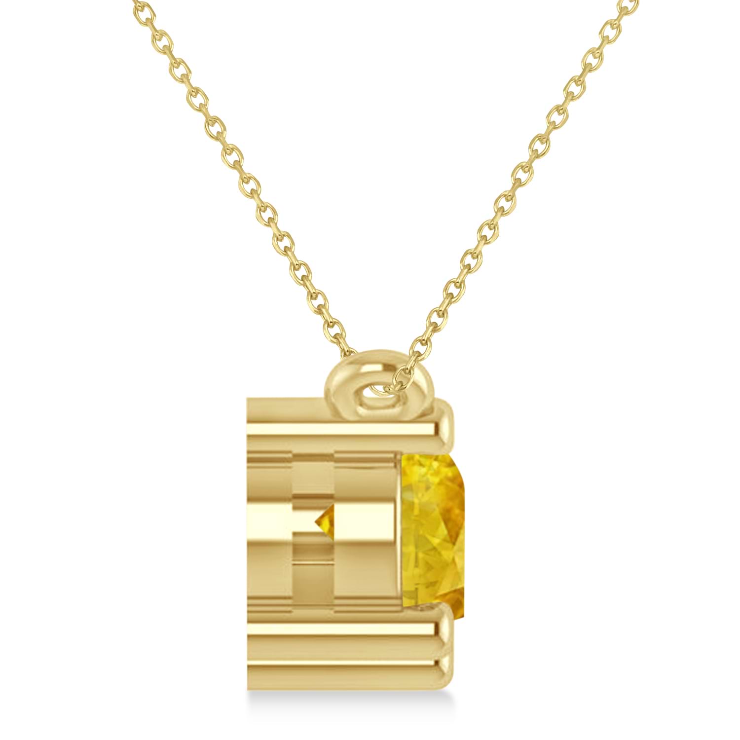 Three Stone Diamond & Yellow Sapphire Pendant Necklace 14k Yellow Gold (1.50ct)