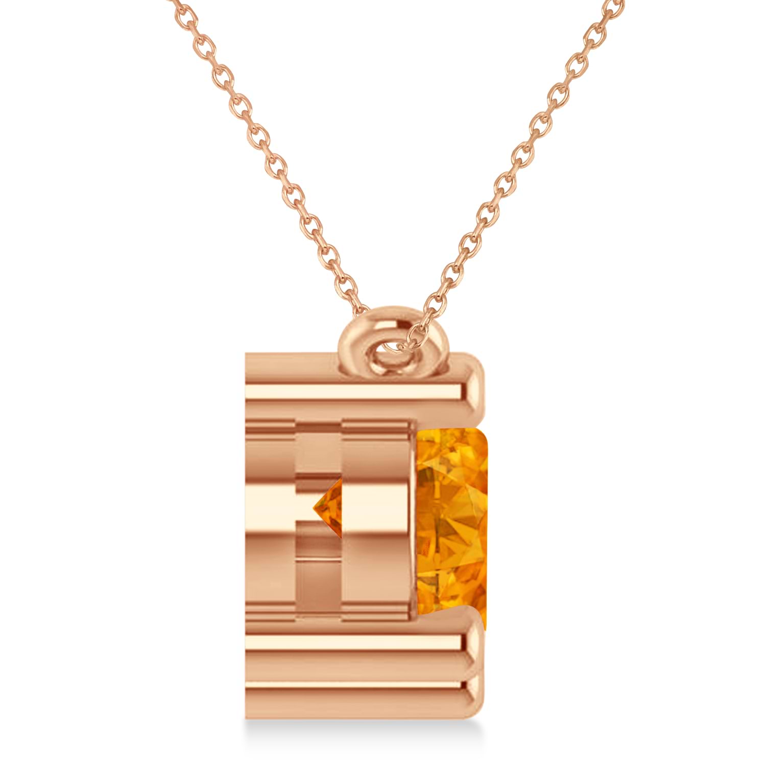 Three Stone Diamond & Citrine Pendant Necklace 14k Rose Gold (3.00ct)