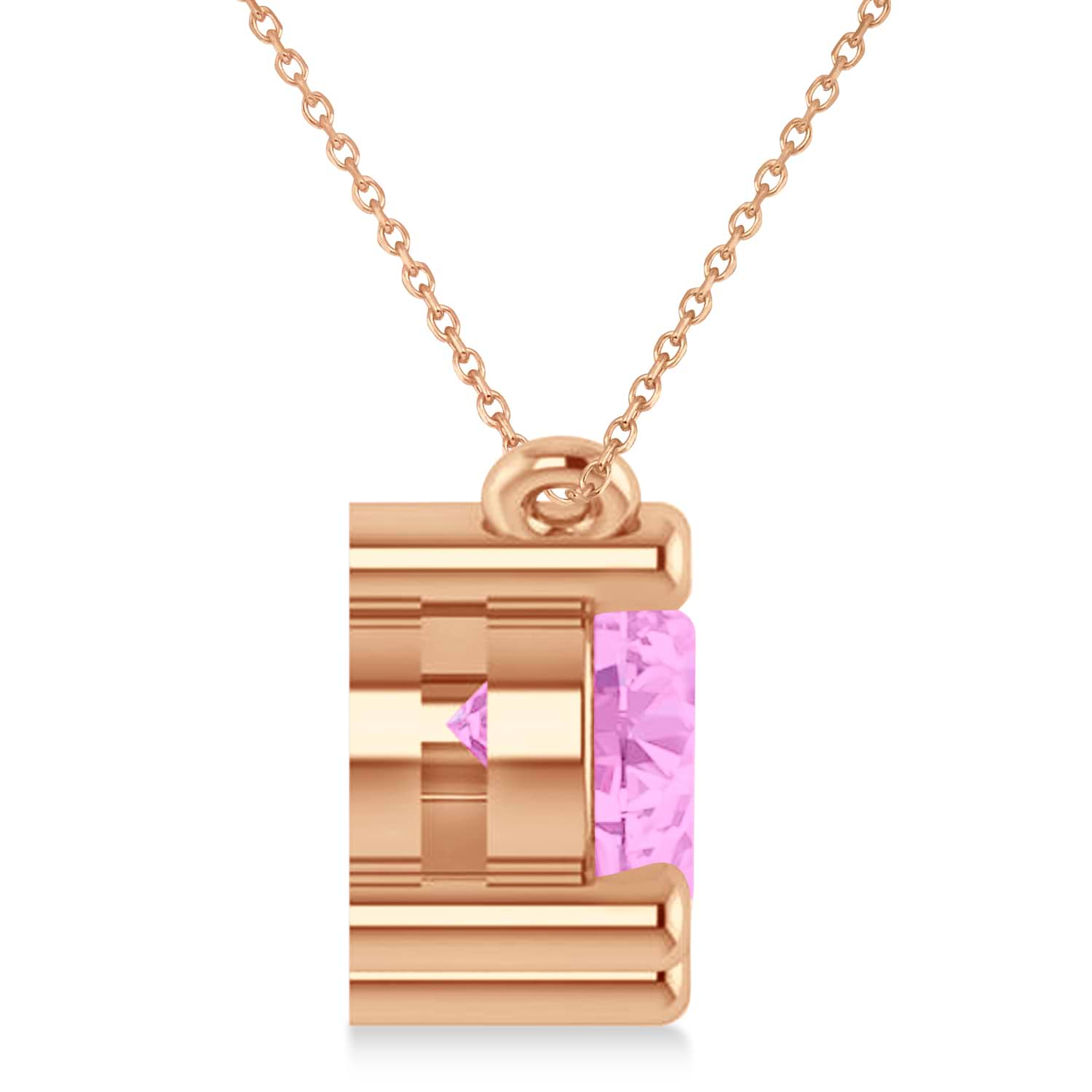 Three Stone Diamond & Pink Sapphire Pendant Necklace 14k Rose Gold (3.00ct)