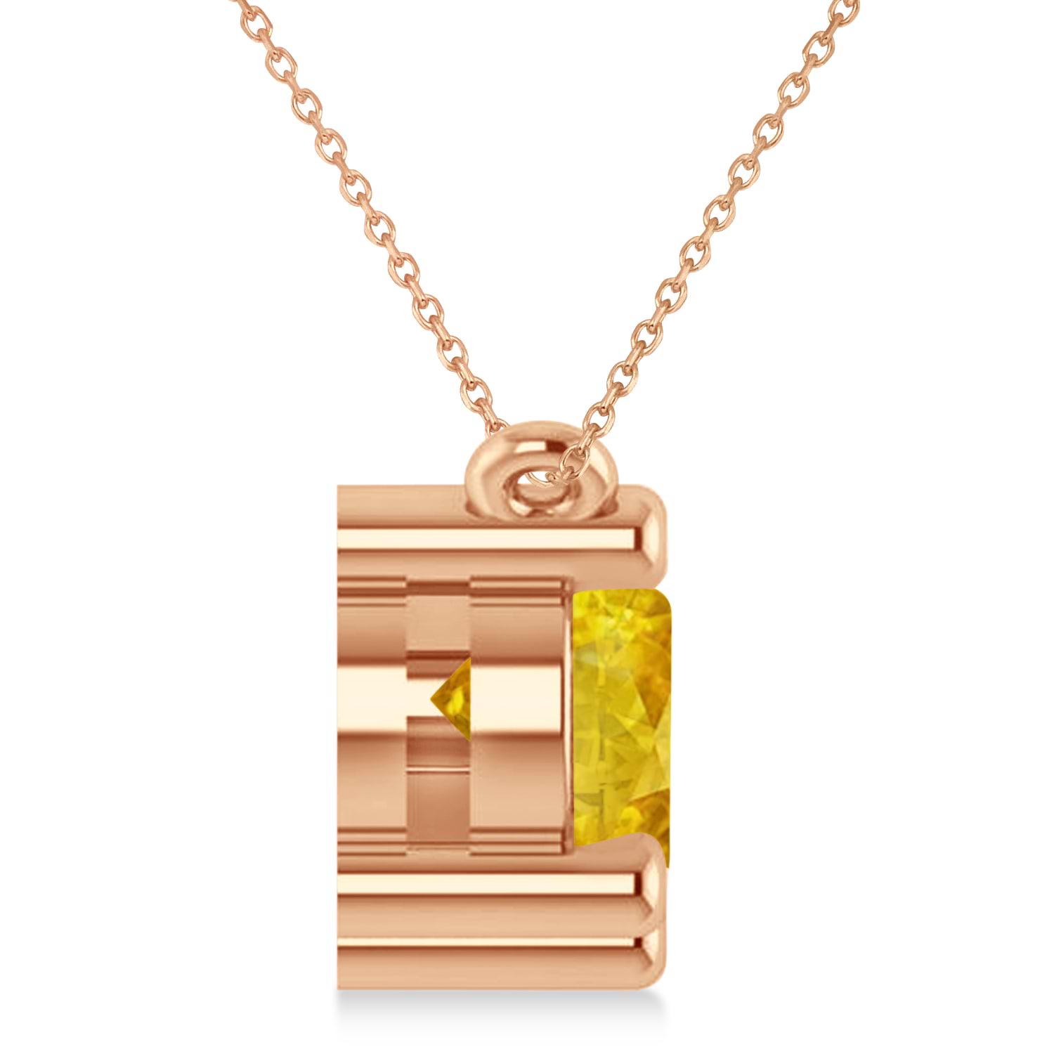 Three Stone Diamond & Yellow Sapphire Pendant Necklace 14k Rose Gold (3.00ct)