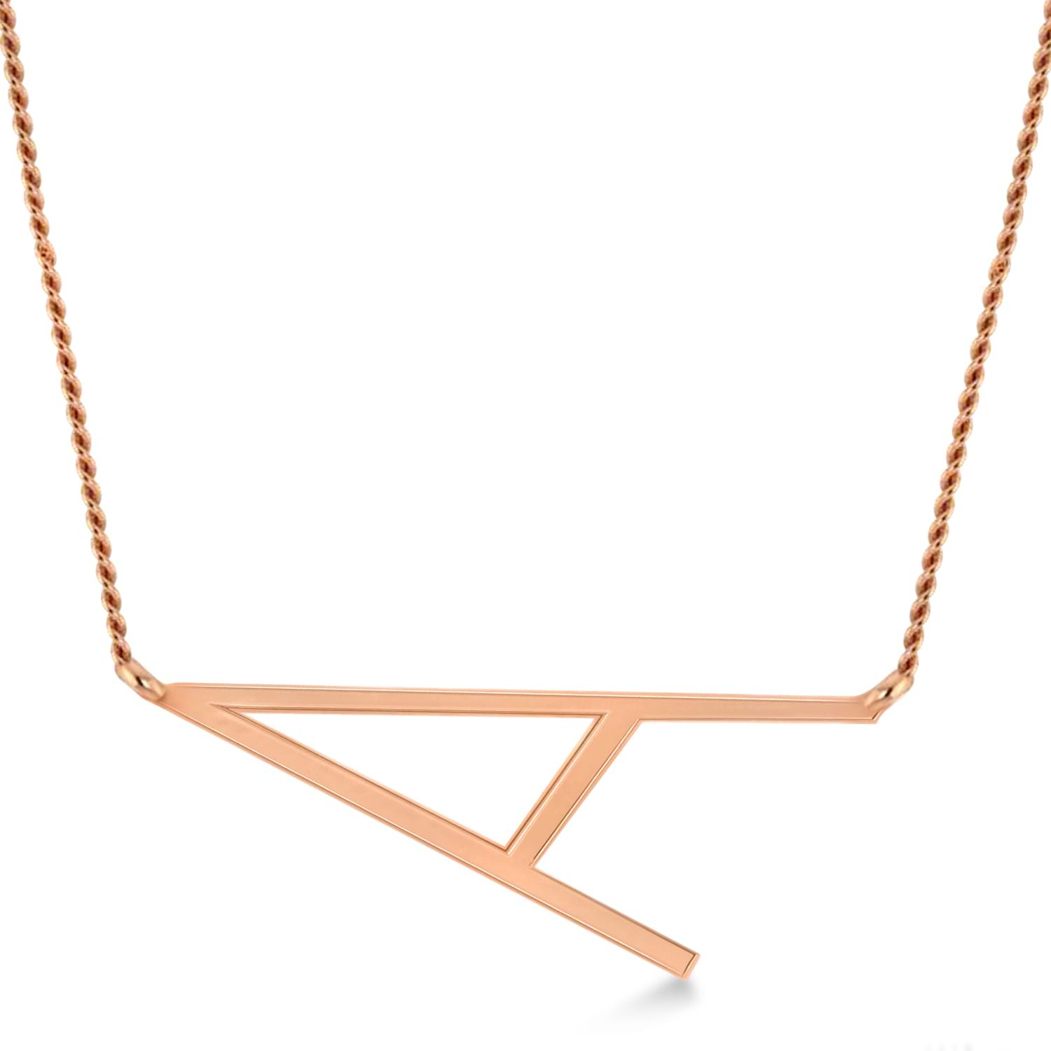 Personalized Large Tilted Initial Necklace 14k Rose Gold