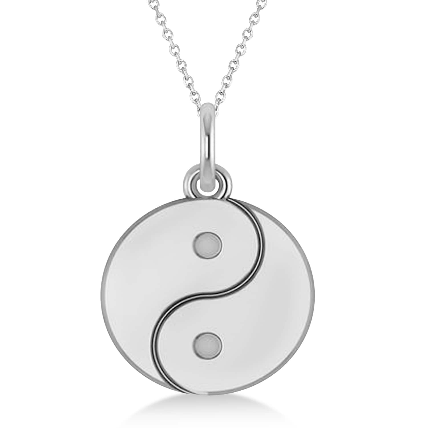Yin Yang Symbol Pendant Necklace 14k White Gold