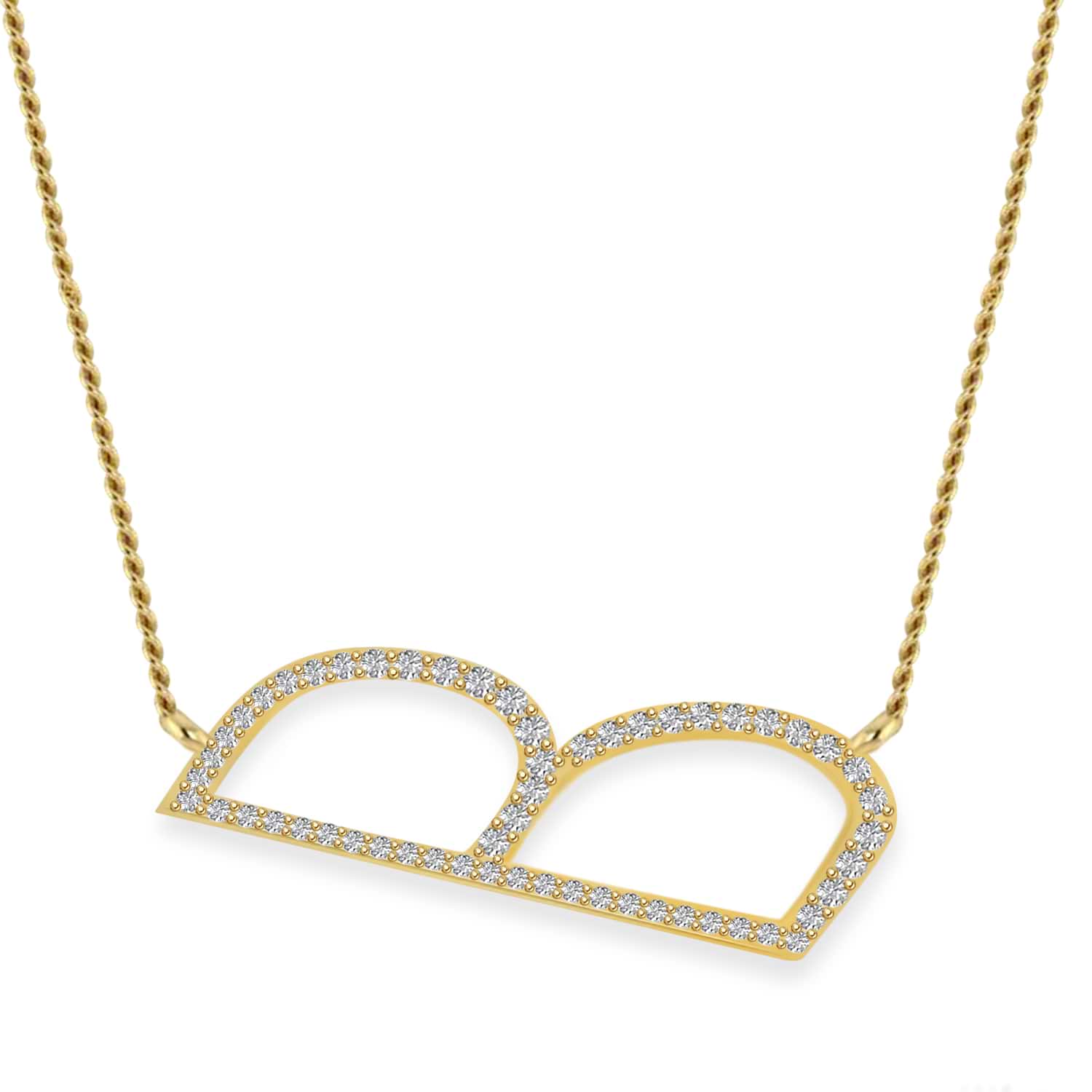 Personalized Diamond Large Tilted Initial Necklace 14k Yellow Gold