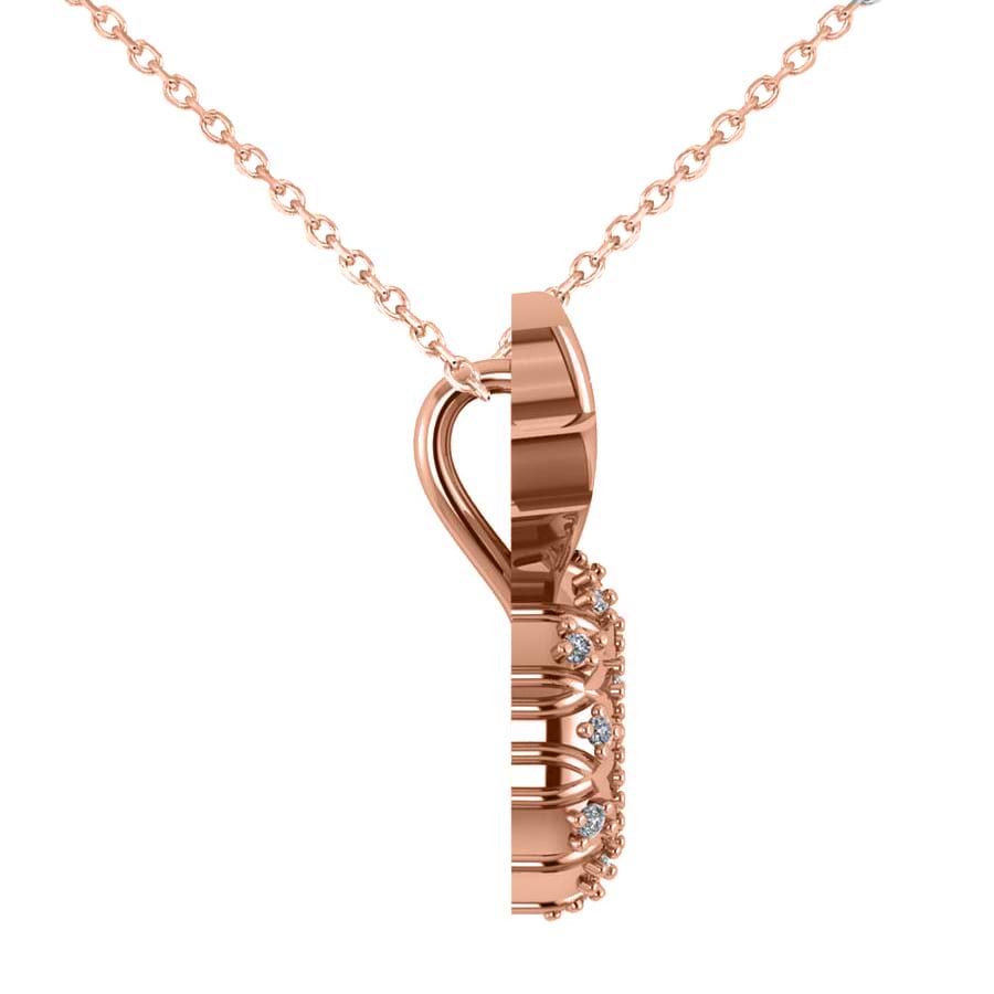 Diamond Pineapple Fashion Pendant Necklace 14K Rose Gold (0.10ct)
