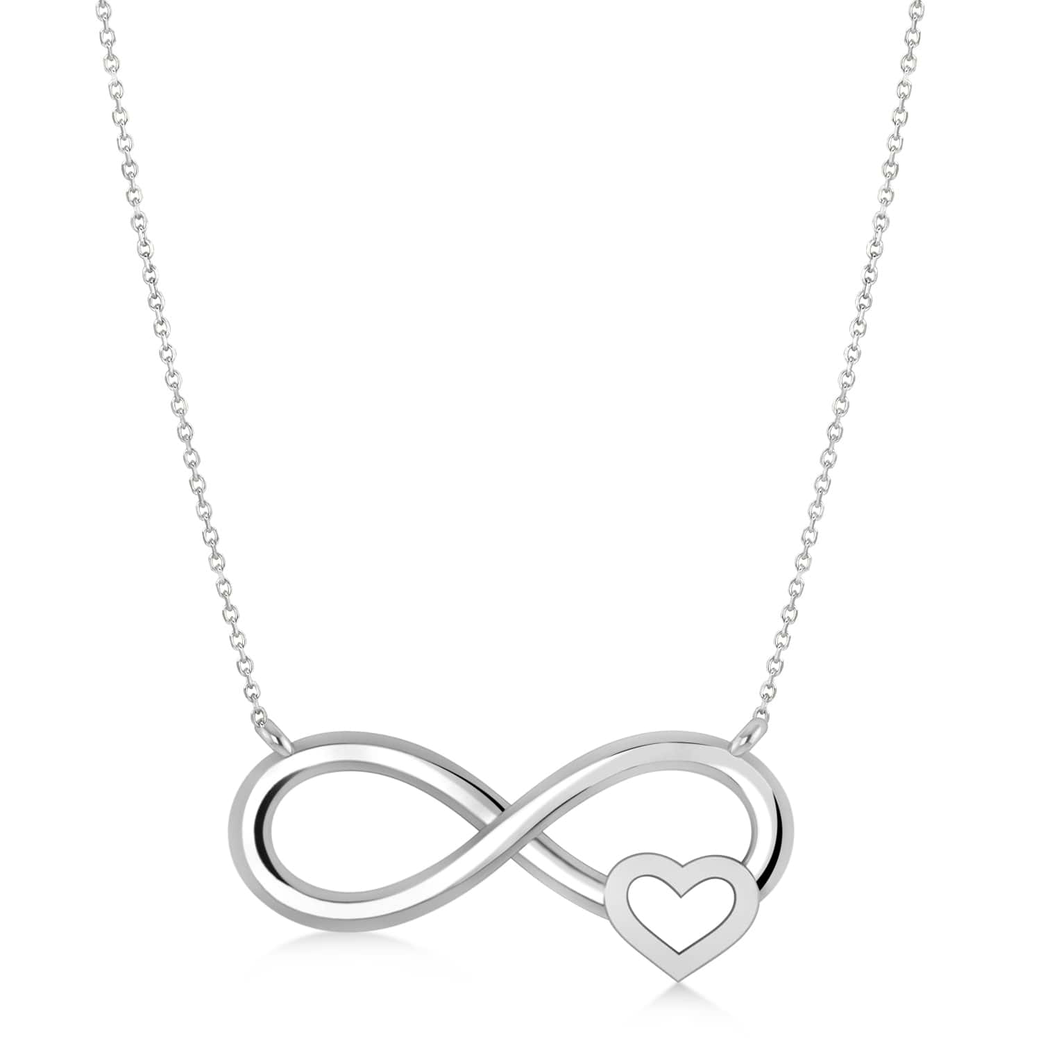 Sterling Silver Cubic Zirconia Heart Infinity Pendant in White | Pascoes