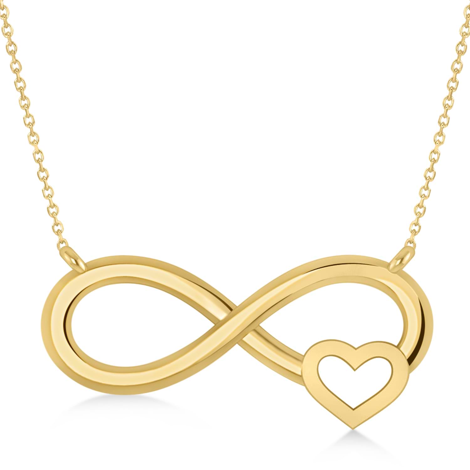 Infinity & Heart Pendant Necklace 14k Yellow Gold