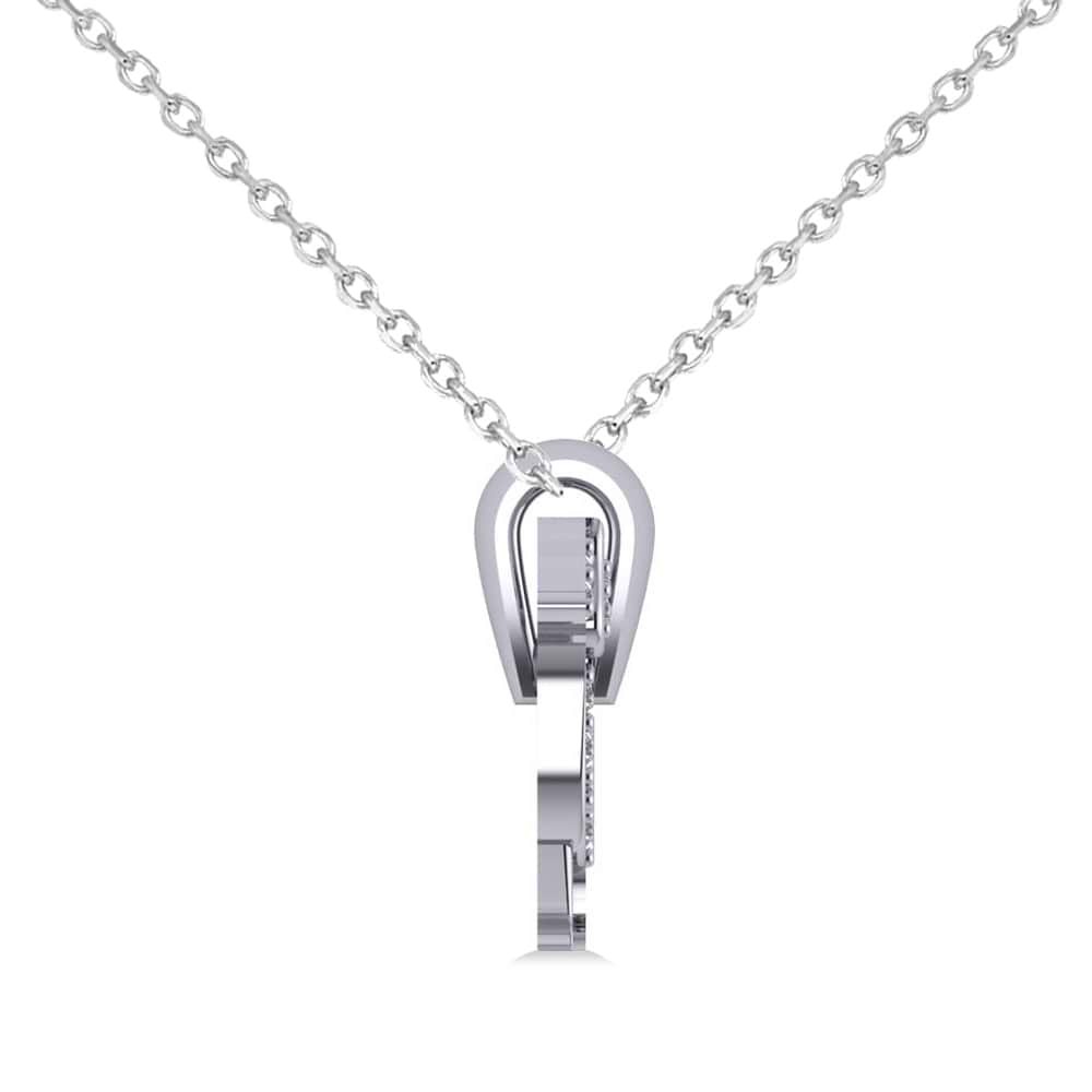Diamond Accented Dog Pendant Necklace 14K White Gold (0.21ct)