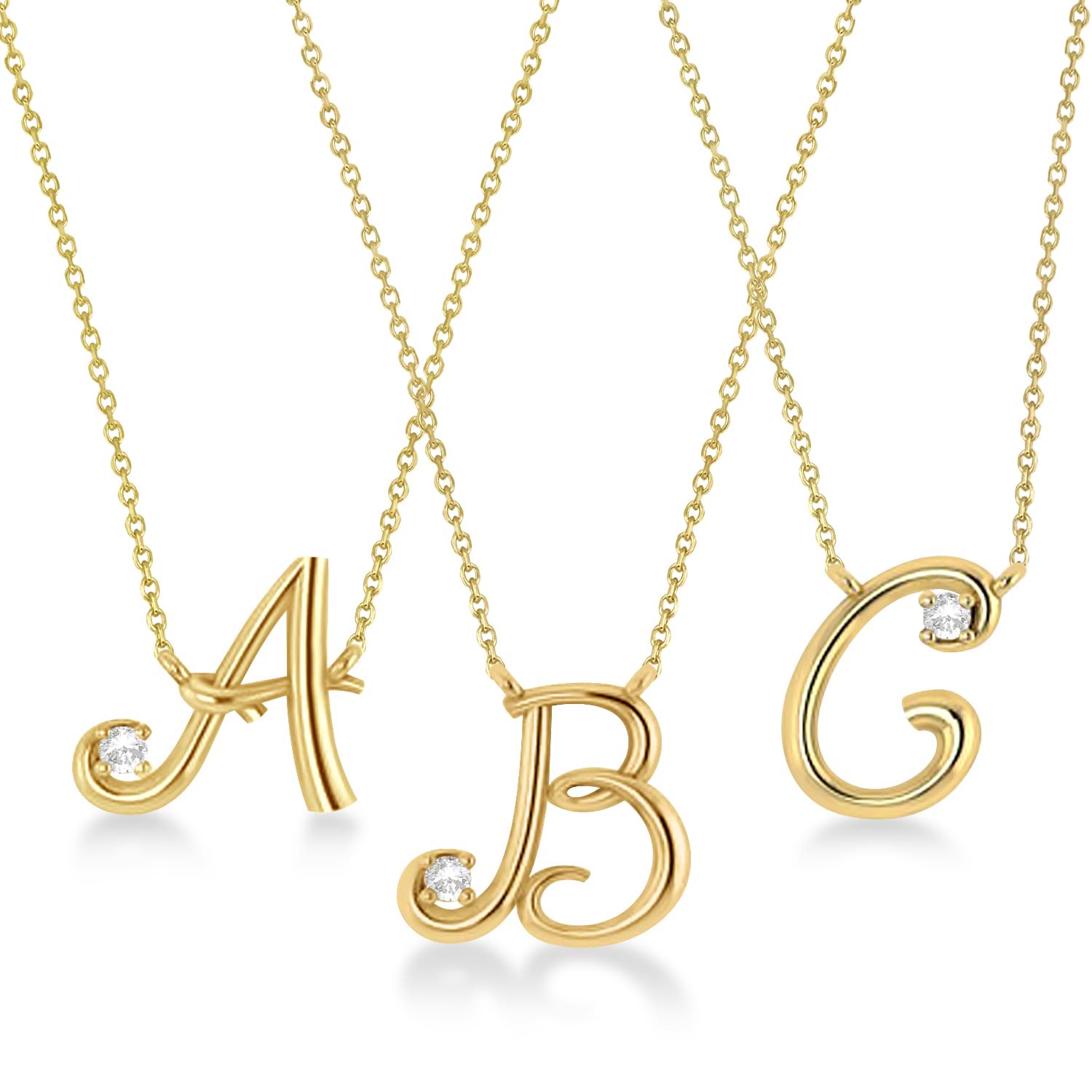 Personalized Diamond Initial Pendant Necklace 14k Yellow Gold (0.05ct)