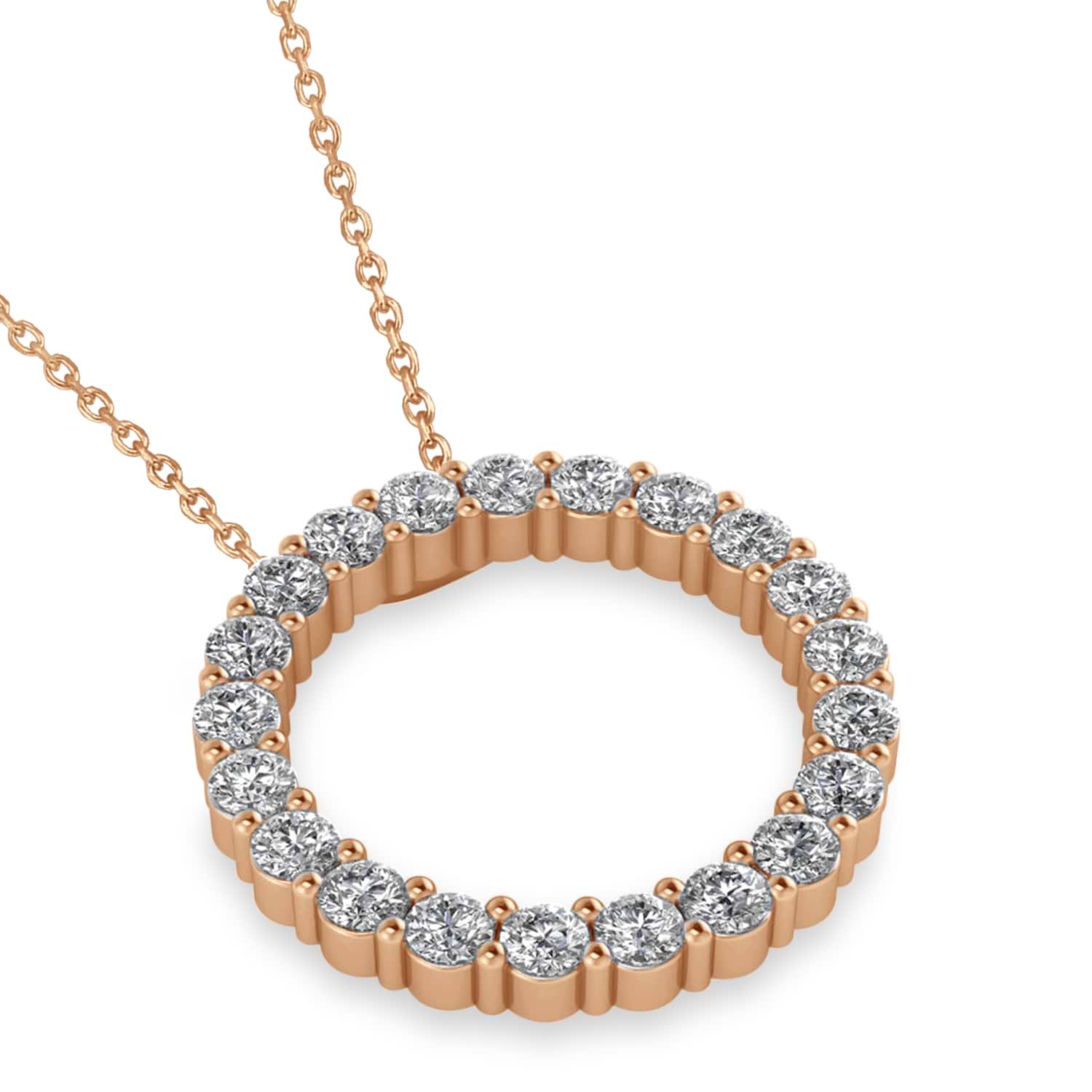 Diamond Circle of Life Pendant Necklace 14k Rose Gold (2.10ct)