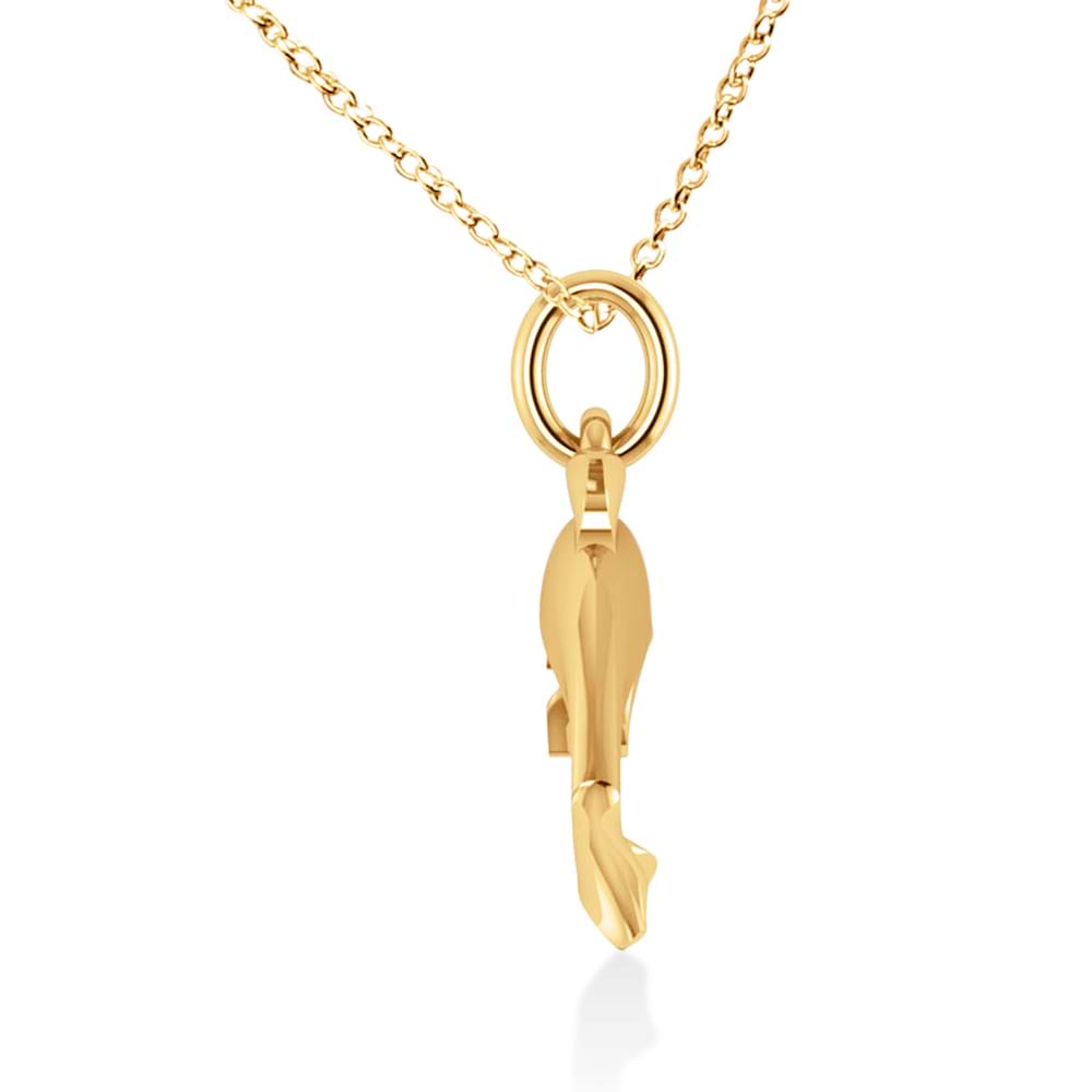 Dolphin Pendant Necklace 14k Yellow Gold