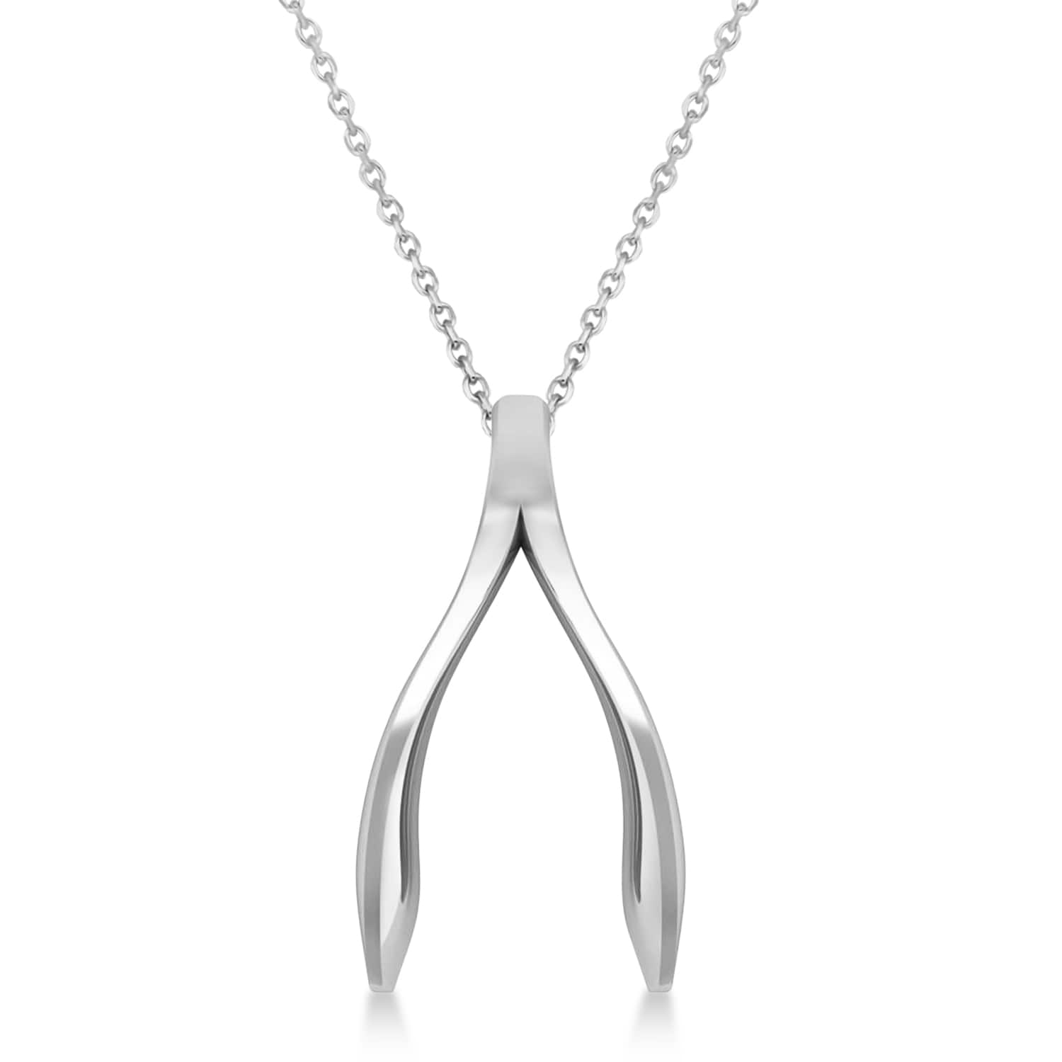 Wishbone Pendant Necklace 14k White Gold