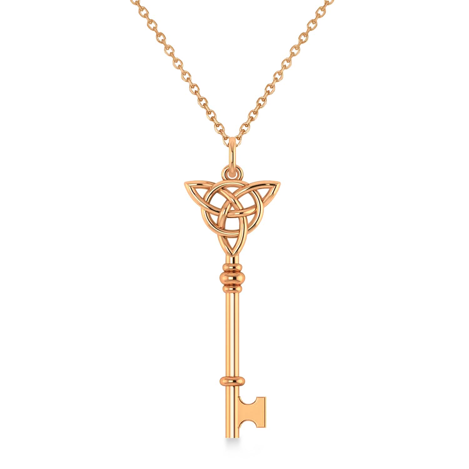 Celtic Knot Key Pendant Necklace 14k Rose Gold