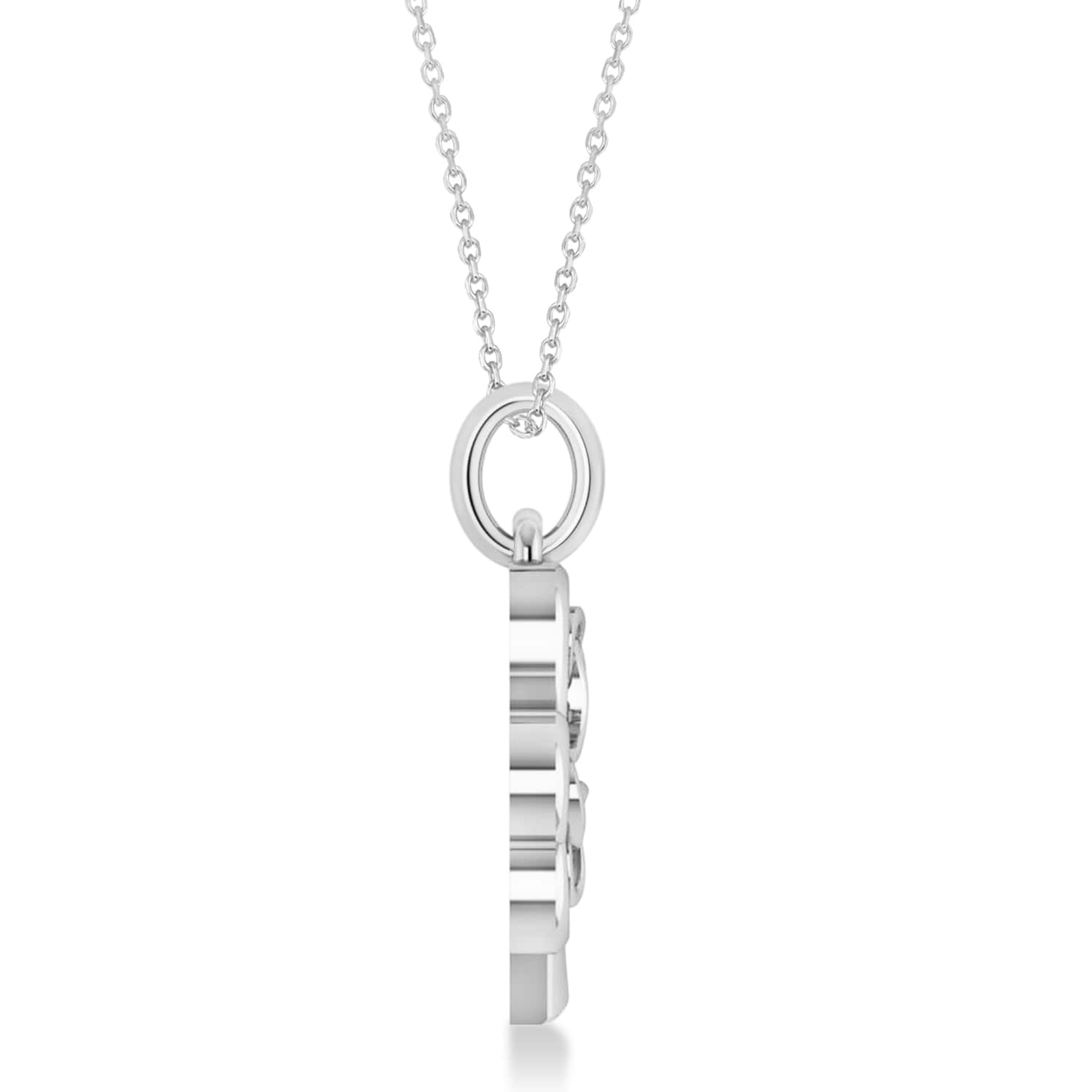 Celtic Knot Three-Leaf Clover Pendant Necklace 14k White Gold