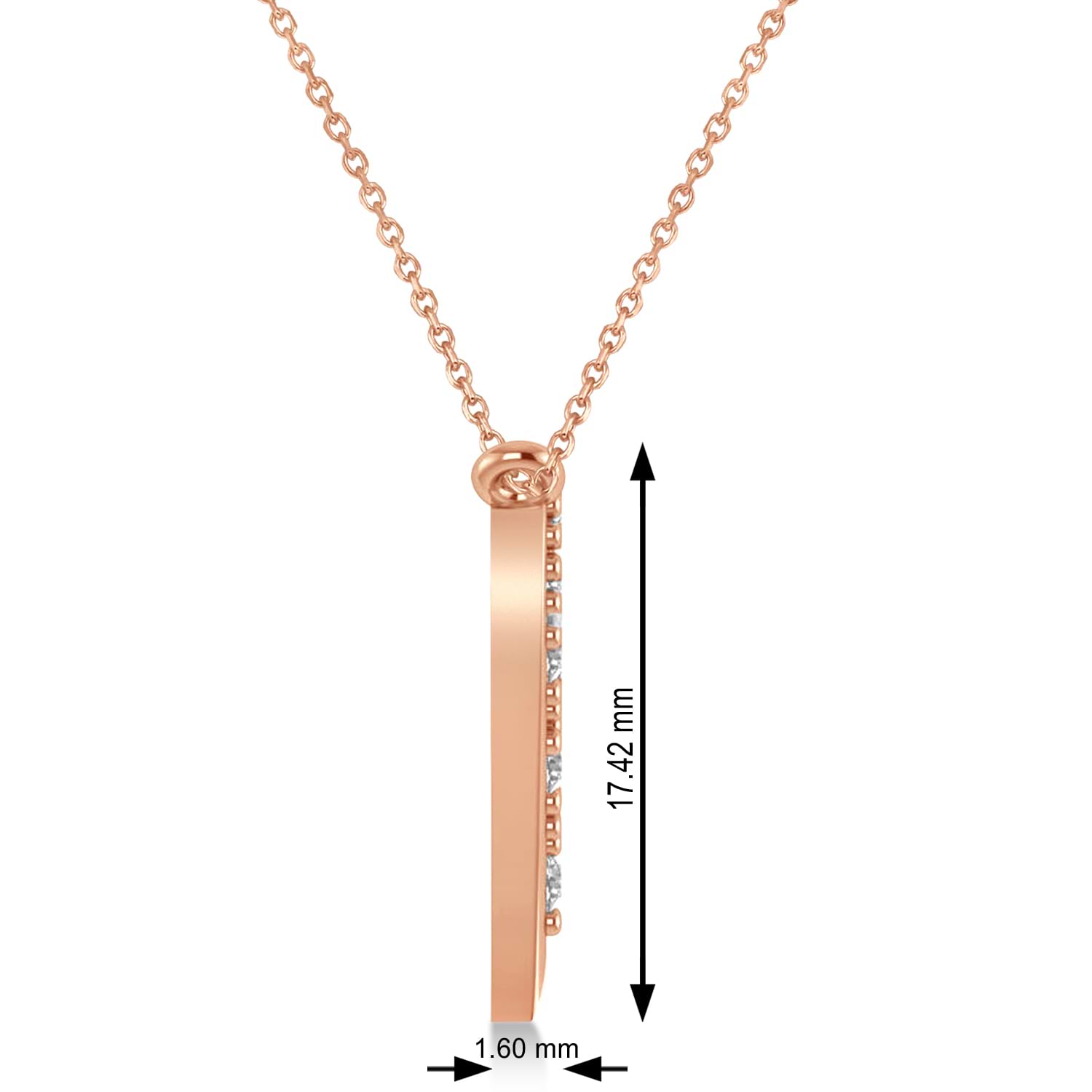 Diamond Pave Elongated Heart Pendant Necklace 14k Rose Gold (0.57ct)
