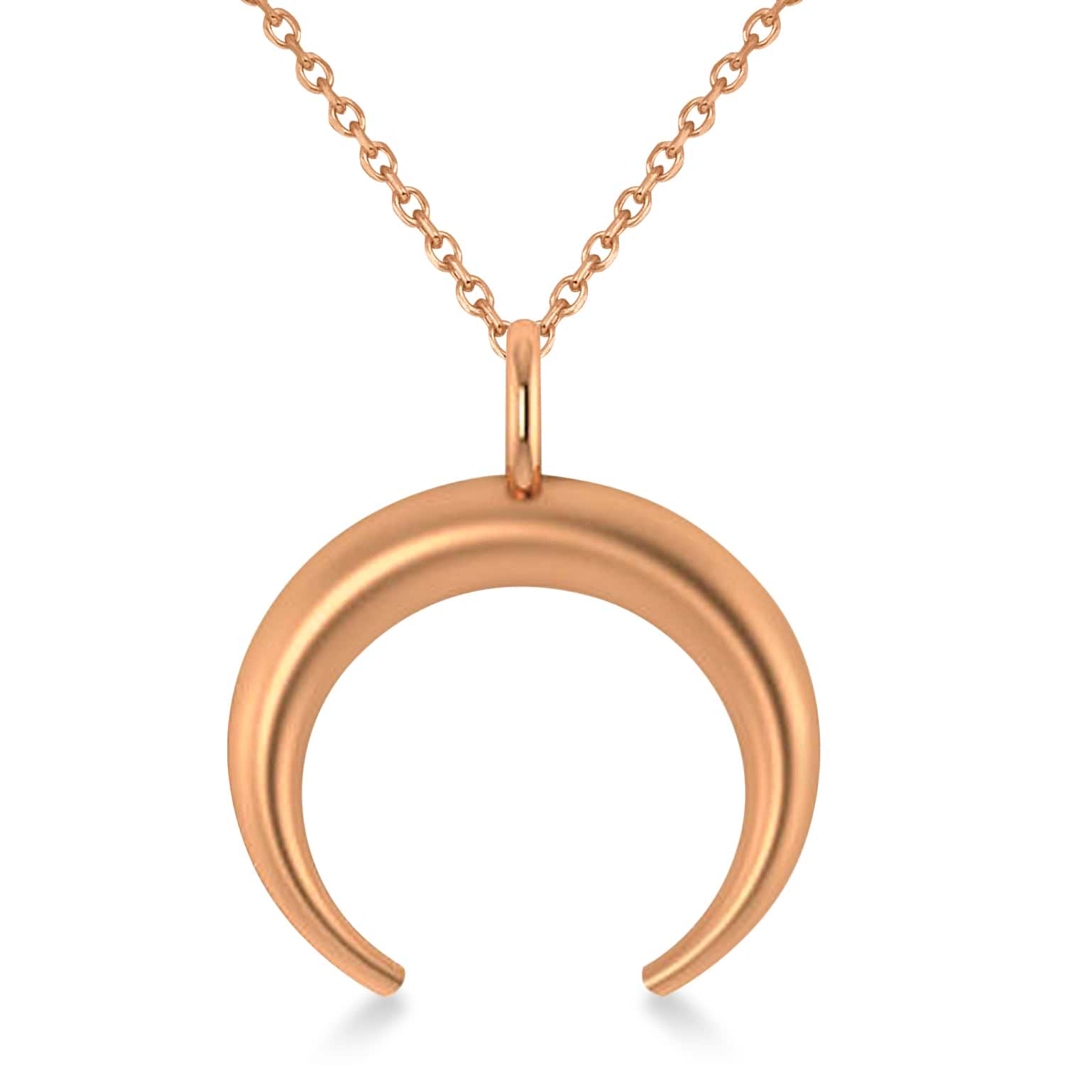 Crescent Moon Horn Pendant Necklace 14k Rose Gold