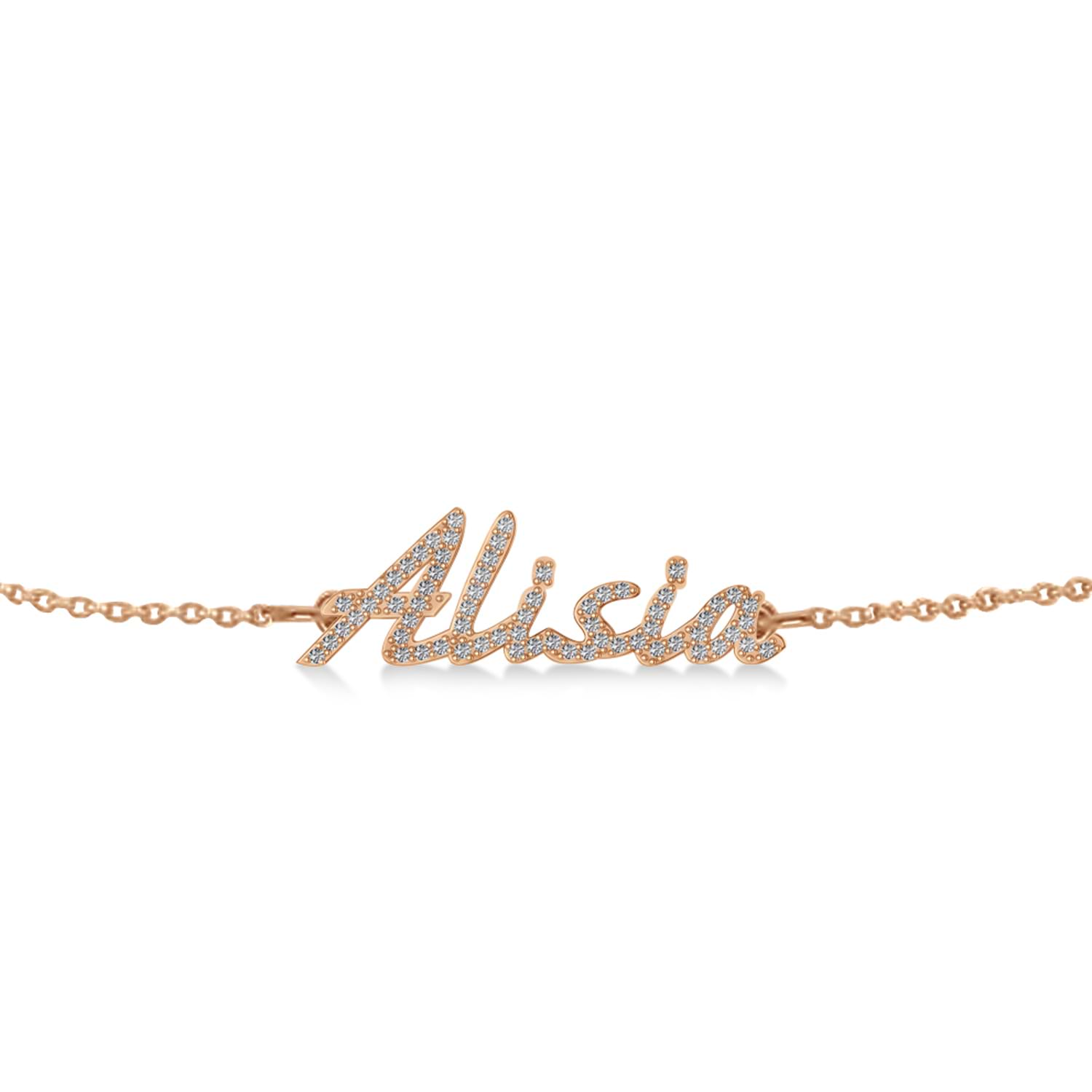 Personalized Diamond Name Anklet 14k Rose Gold