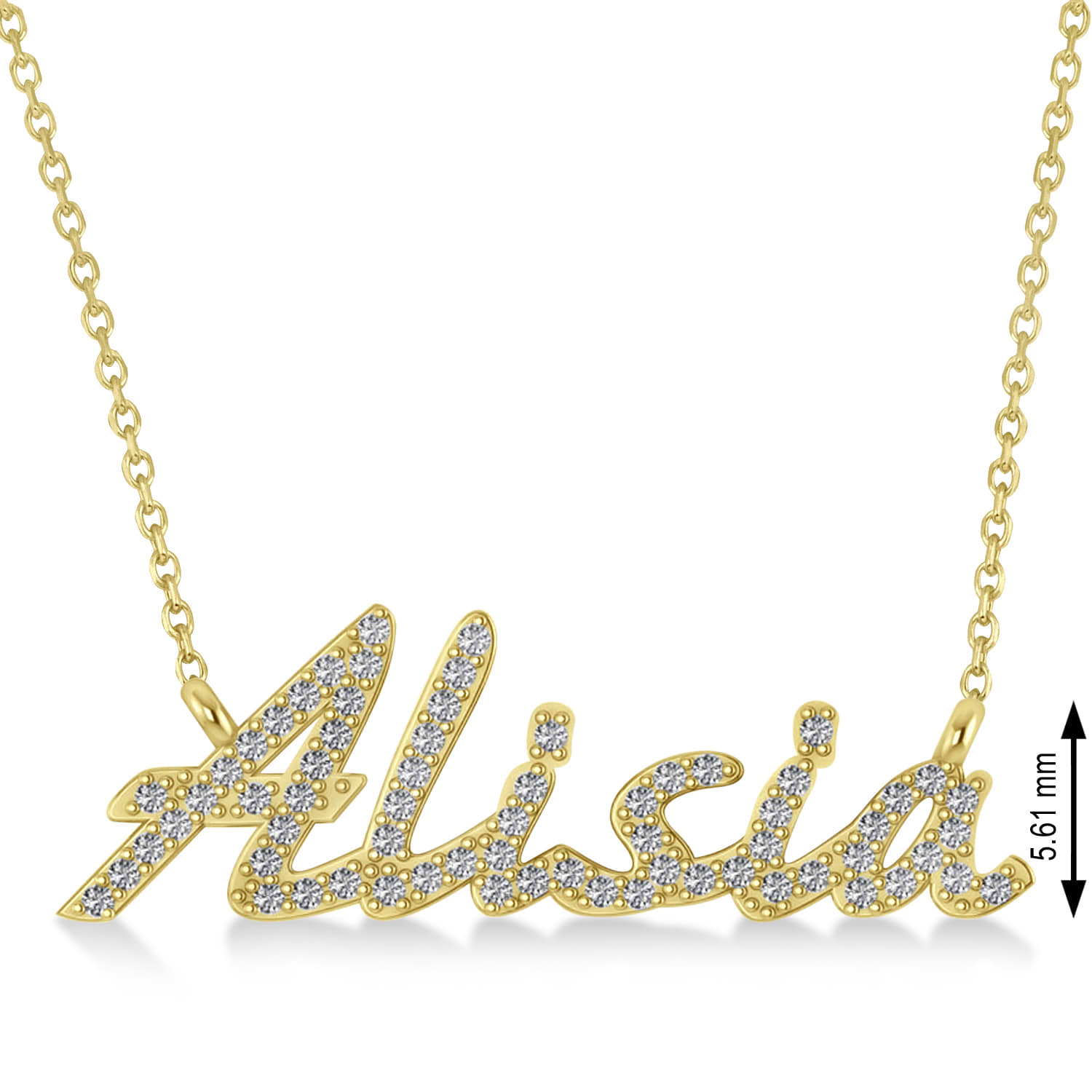 14K Gold Custom Diamond Cursive Name Necklace