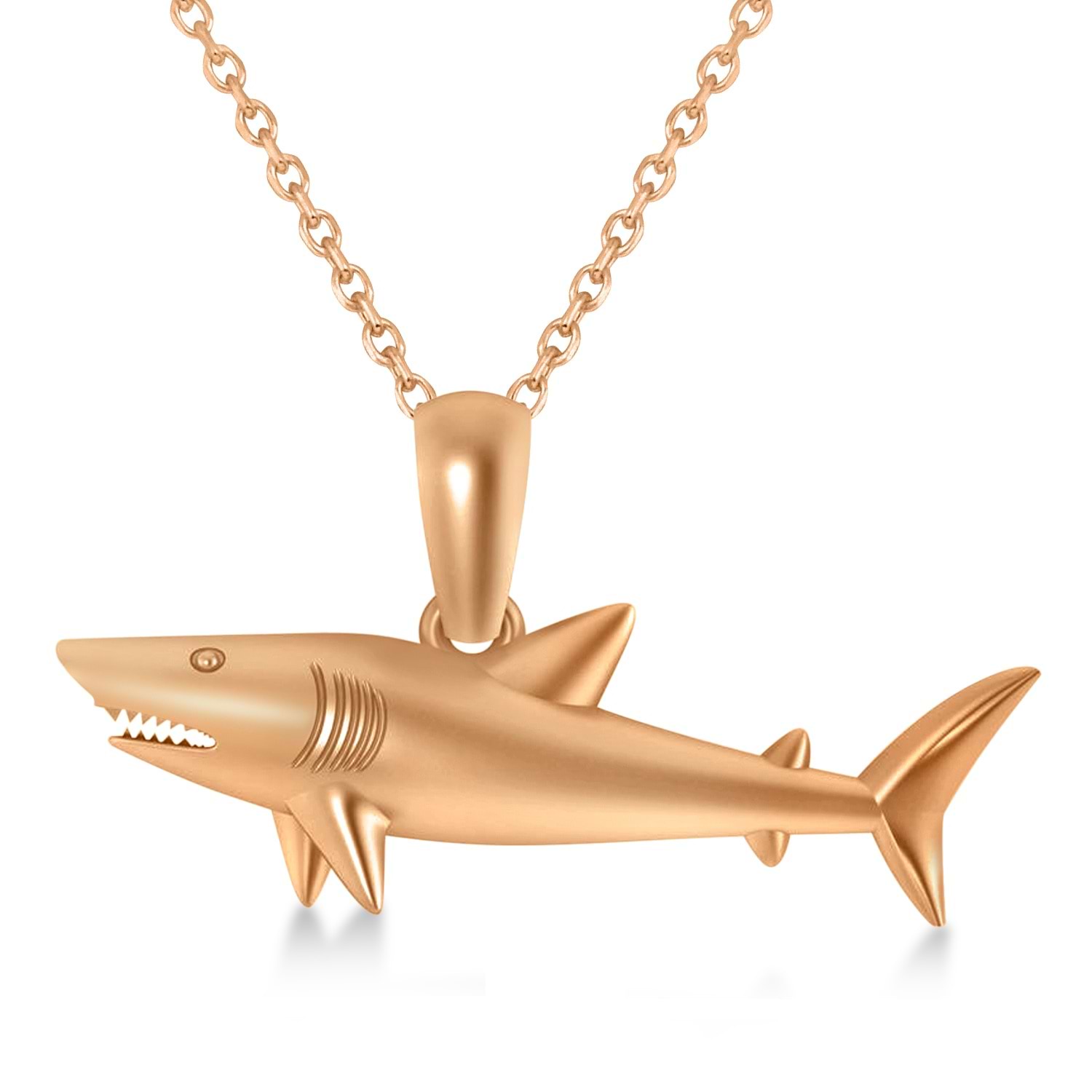 Shark Charm Pendant Necklace 14k Rose Gold