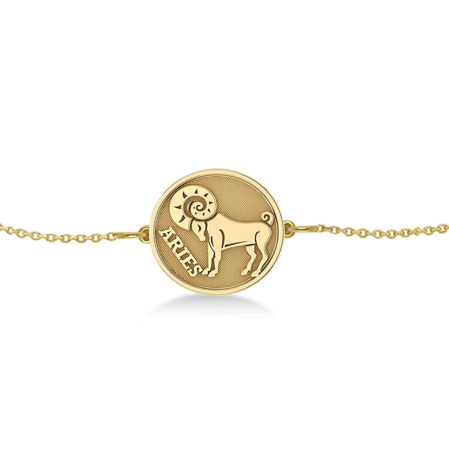 Aries Coin Zodiac Bracelet 14k Yellow Gold