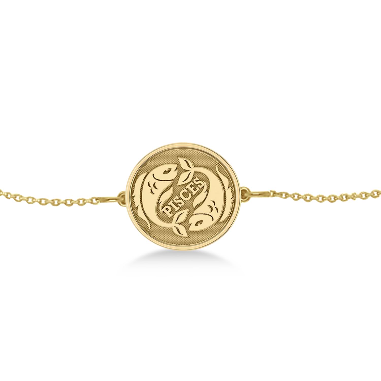 Pisces Coin Zodiac Bracelet 14k Yellow Gold