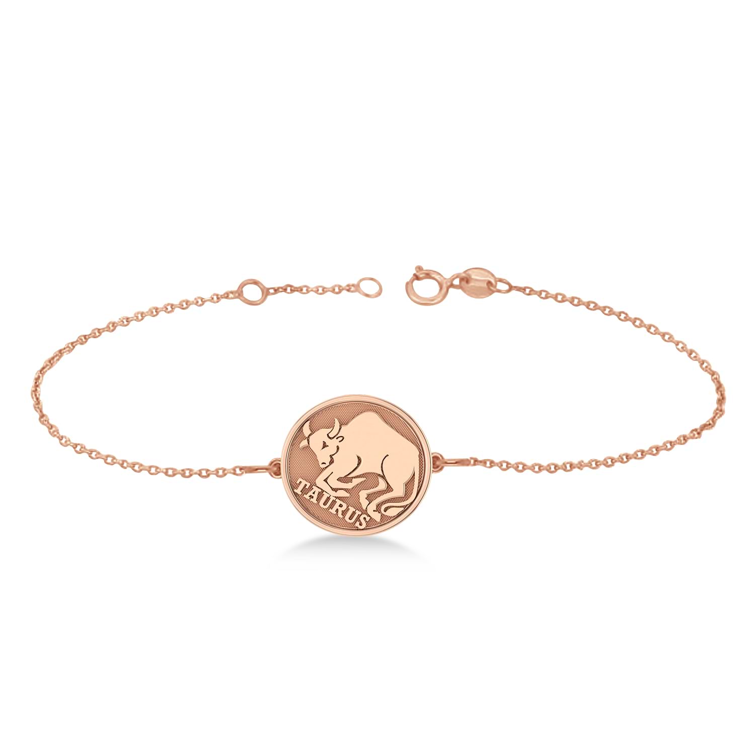 Taurus Coin Zodiac Bracelet 14k Rose Gold