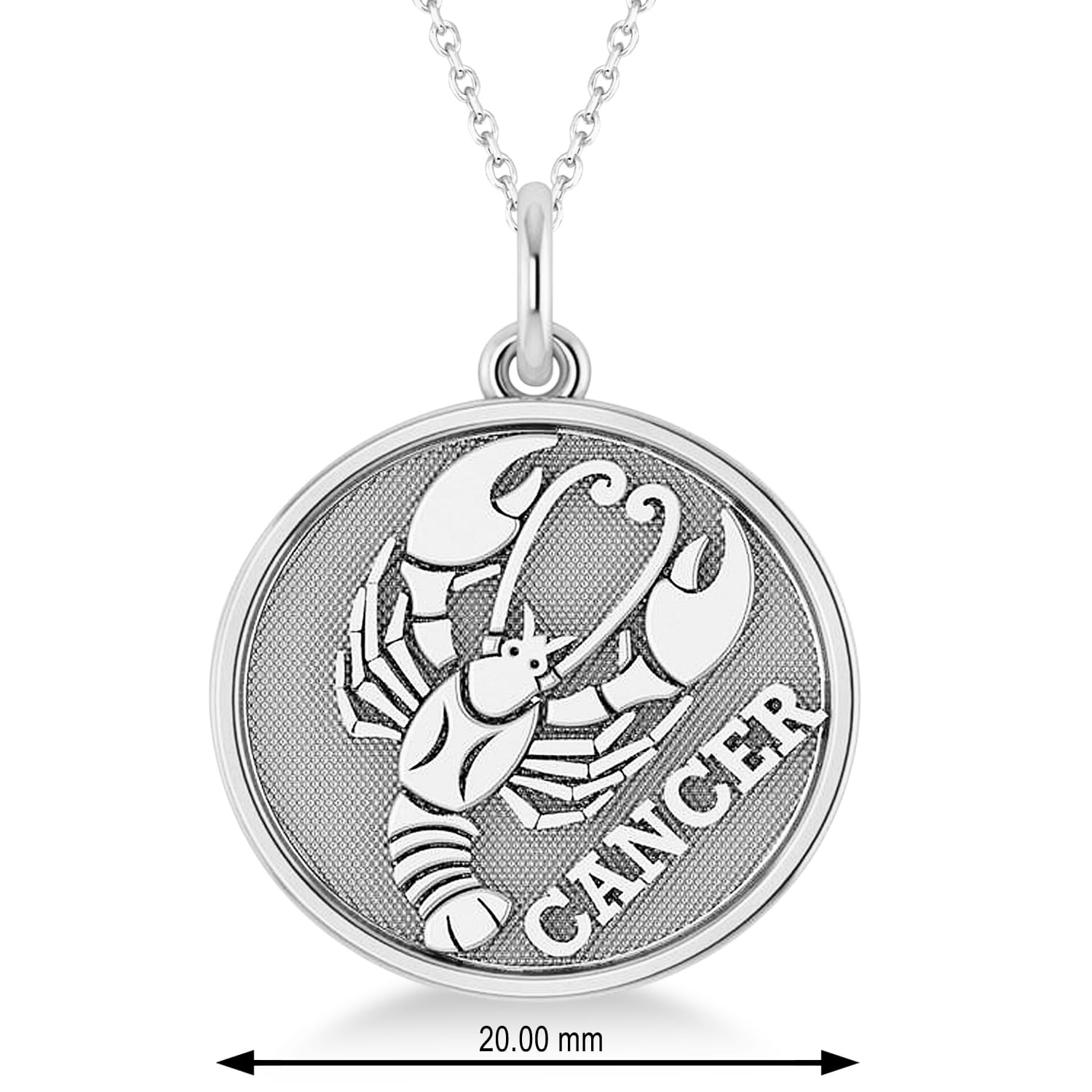 Cancer Coin Zodiac Pendant Necklace 14k White Gold