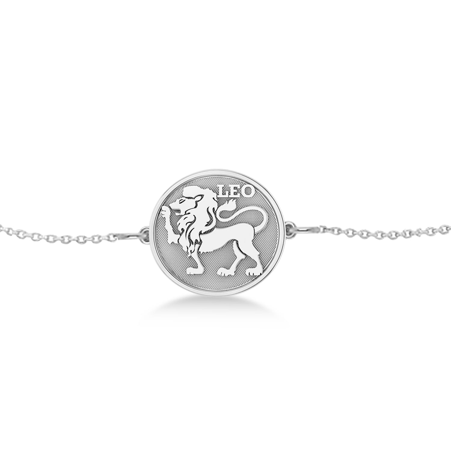 Leo Coin Zodiac Bracelet 14k White Gold