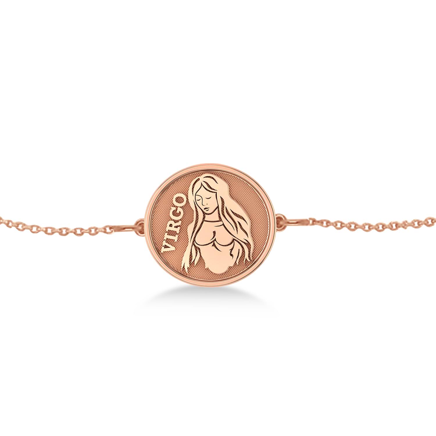 Virgo Coin Zodiac Bracelet 14k Rose Gold