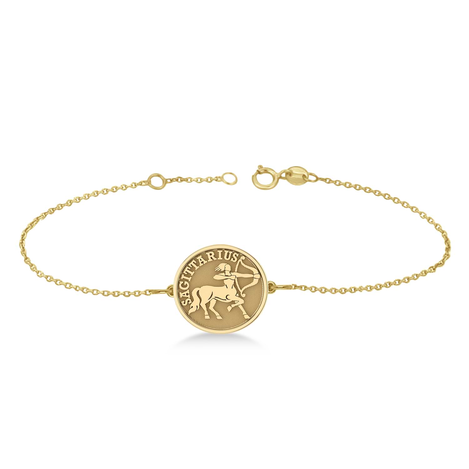 Sagittarius Coin Zodiac Bracelet 14k Yellow Gold