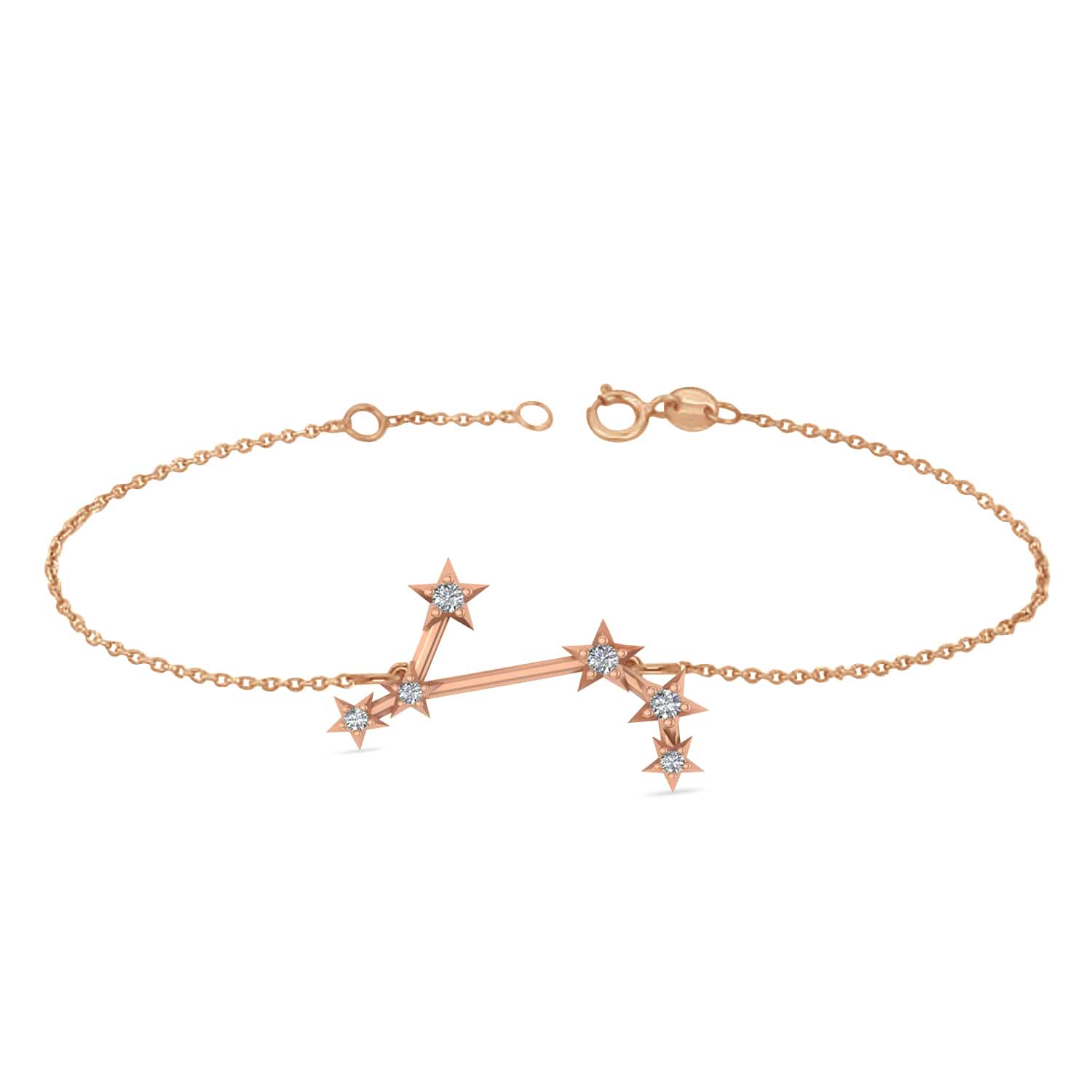 Diamond Aries Zodiac Constellation Star Bracelet 14k Rose Gold (0.07ct)