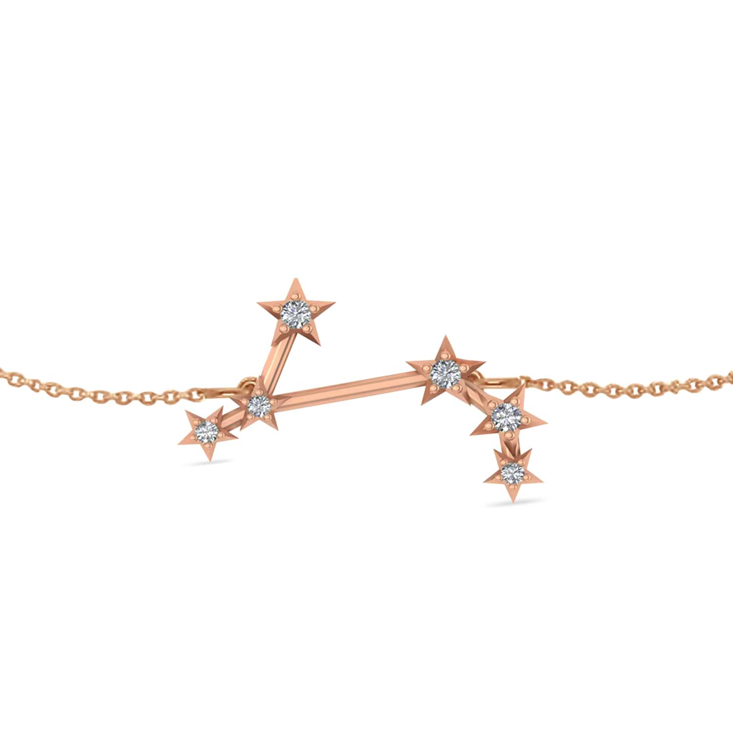 Diamond Aries Zodiac Constellation Star Bracelet 14k Rose Gold (0.07ct)