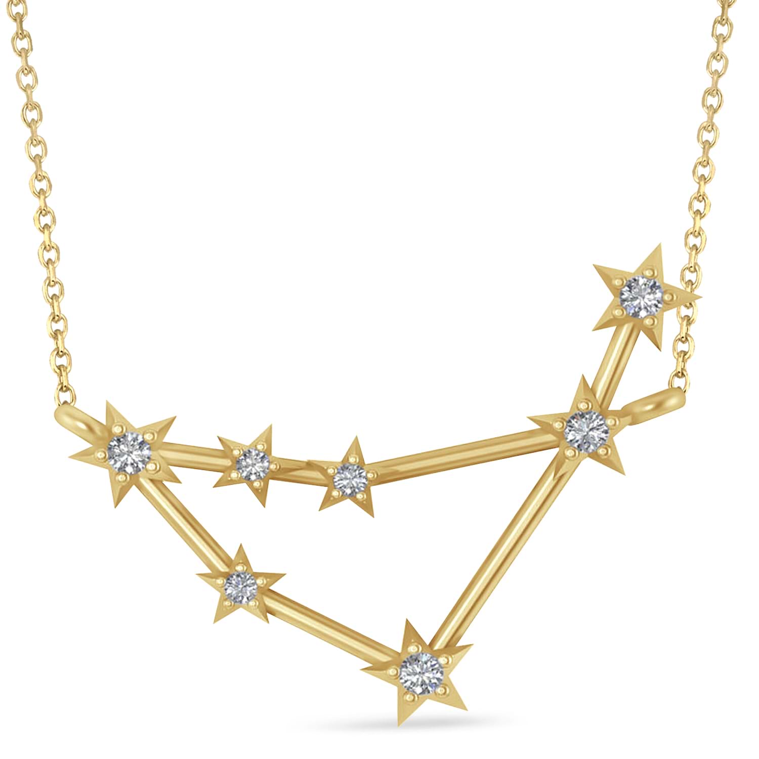 Diamond Capricorn Zodiac Constellation Star Necklace 14k Yellow Gold (0.11ct)