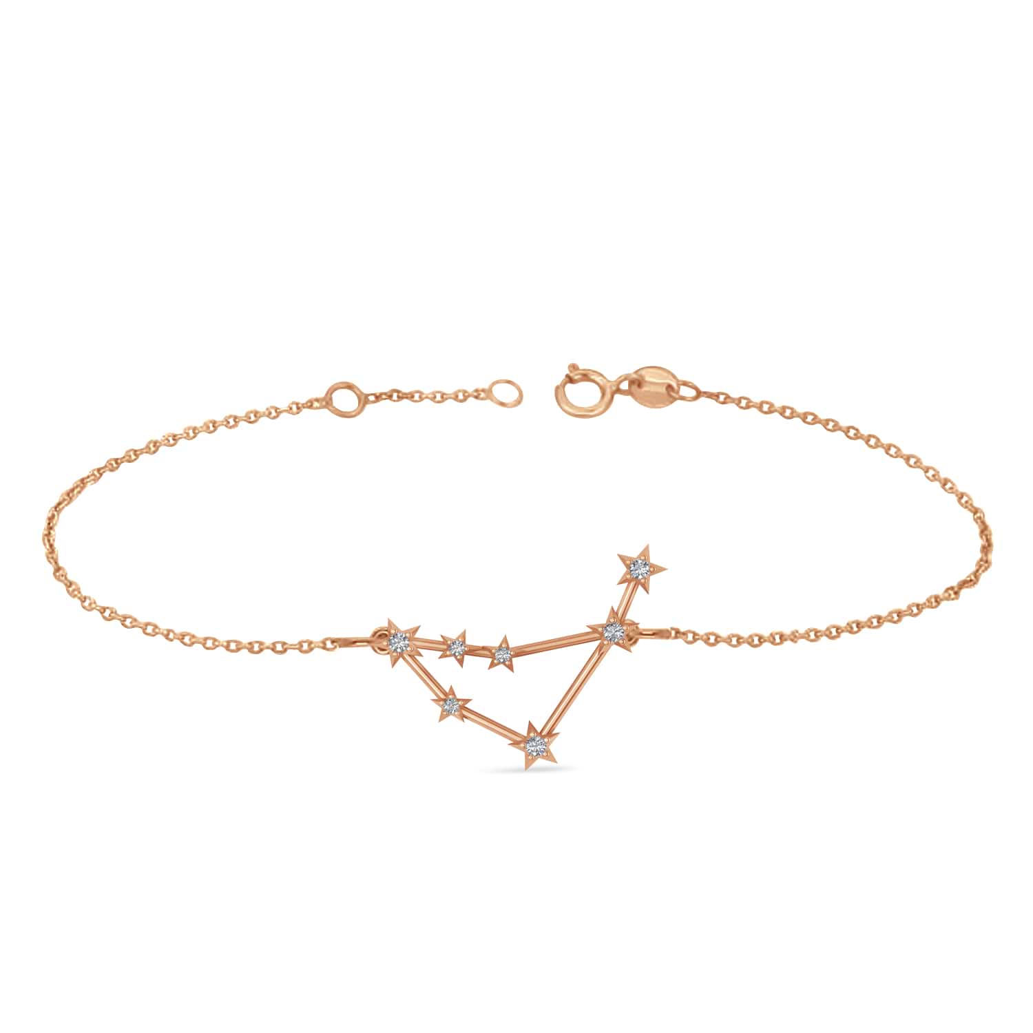 Diamond Capricorn Zodiac Constellation Star Bracelet 14k Rose Gold (0.11ct)