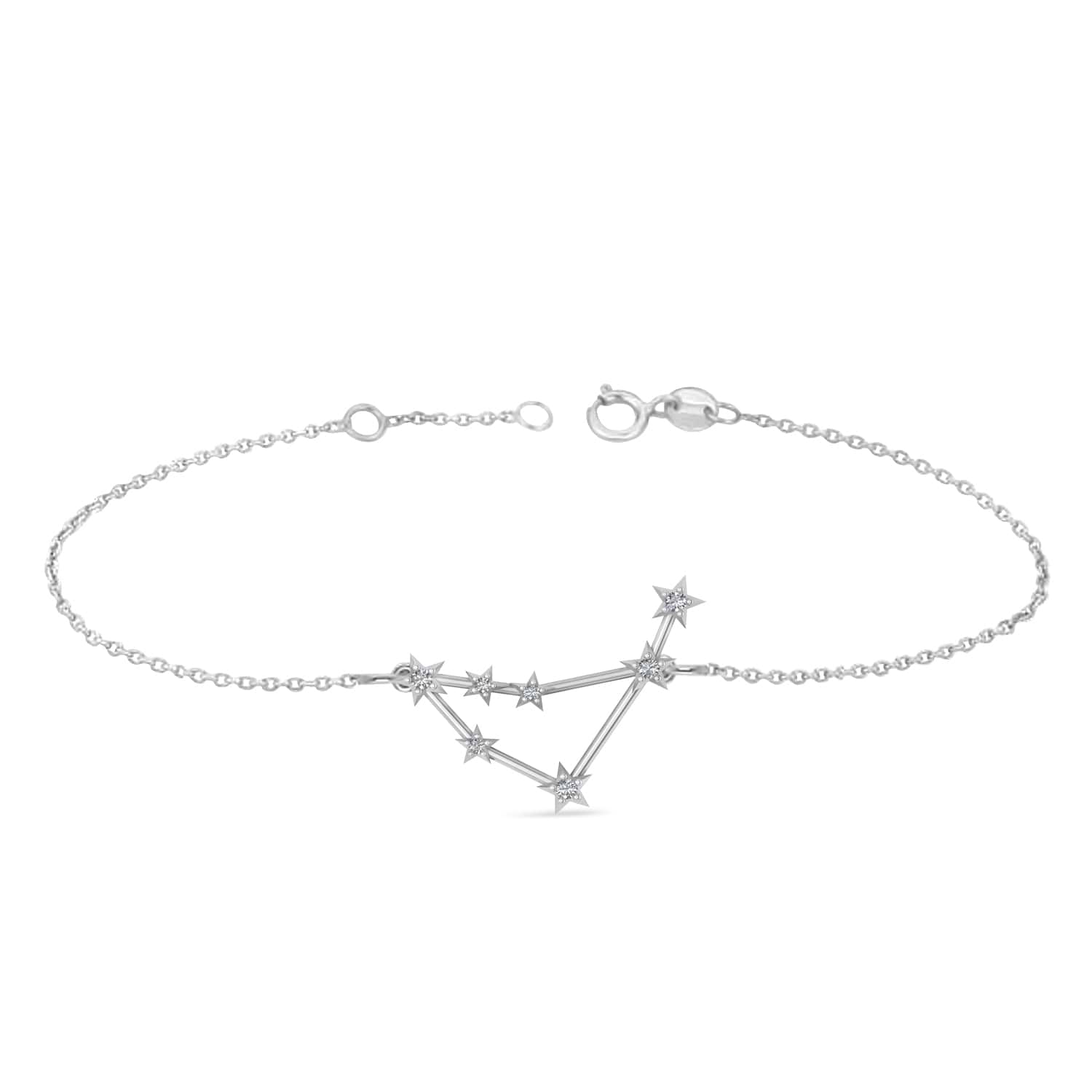 Diamond Capricorn Zodiac Constellation Star Bracelet 14k White Gold (0.11ct)