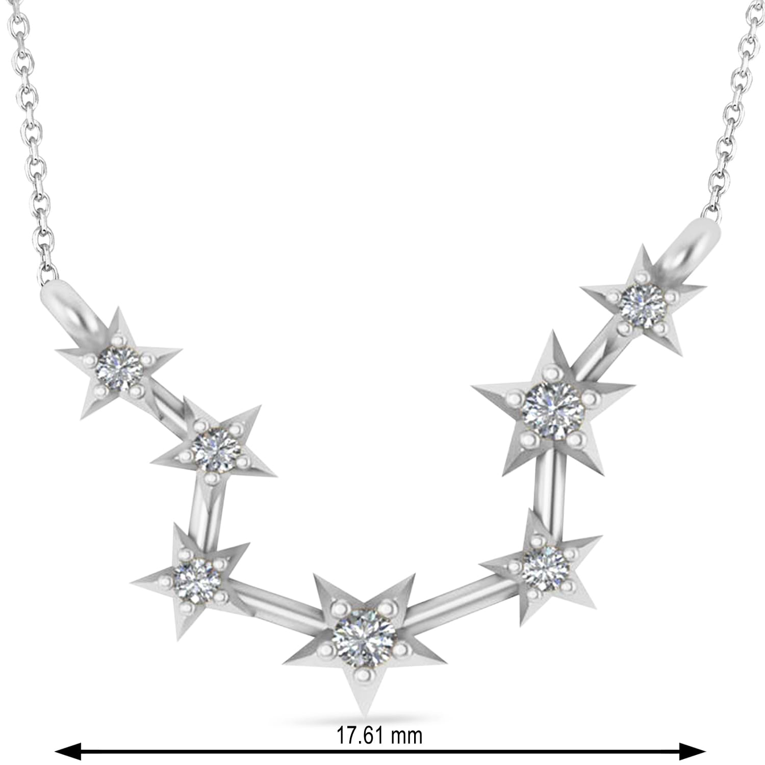 Diamond Aquarius Zodiac Constellation Star Necklace 14k White Gold 0 