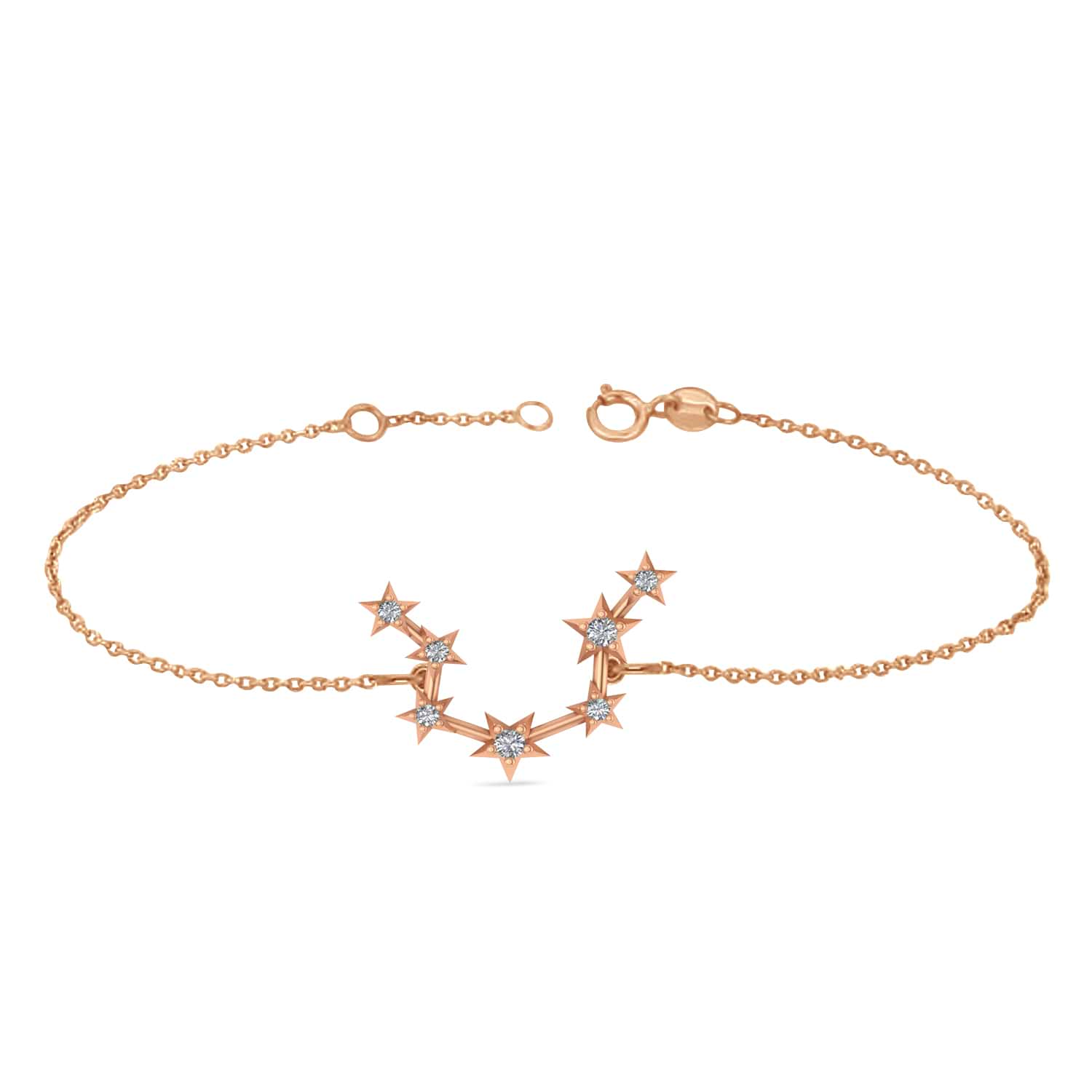 Diamond Aquarius Zodiac Constellation Star Bracelet 14k Rose Gold (0.9 ct)