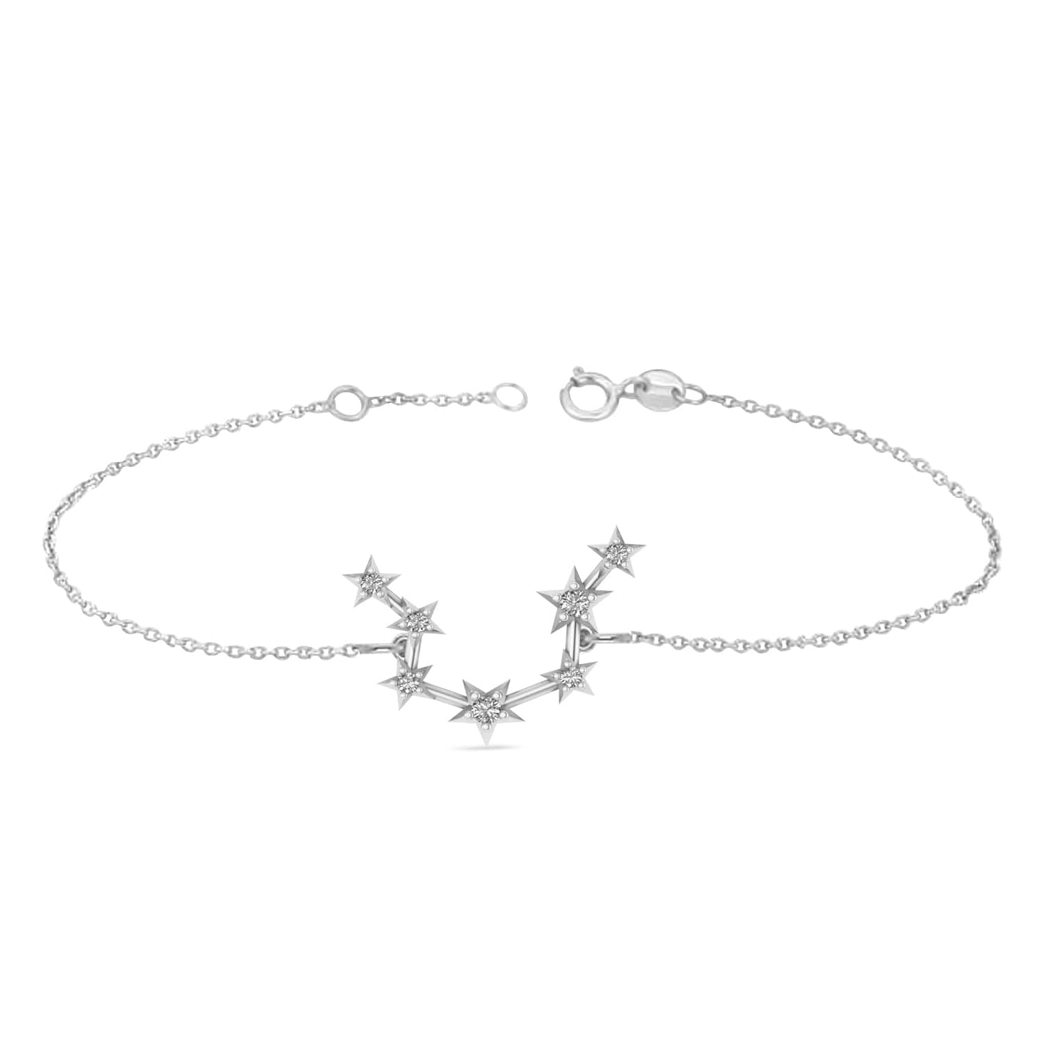 Diamond Aquarius Zodiac Constellation Star Bracelet 14k White Gold (0.09ct)