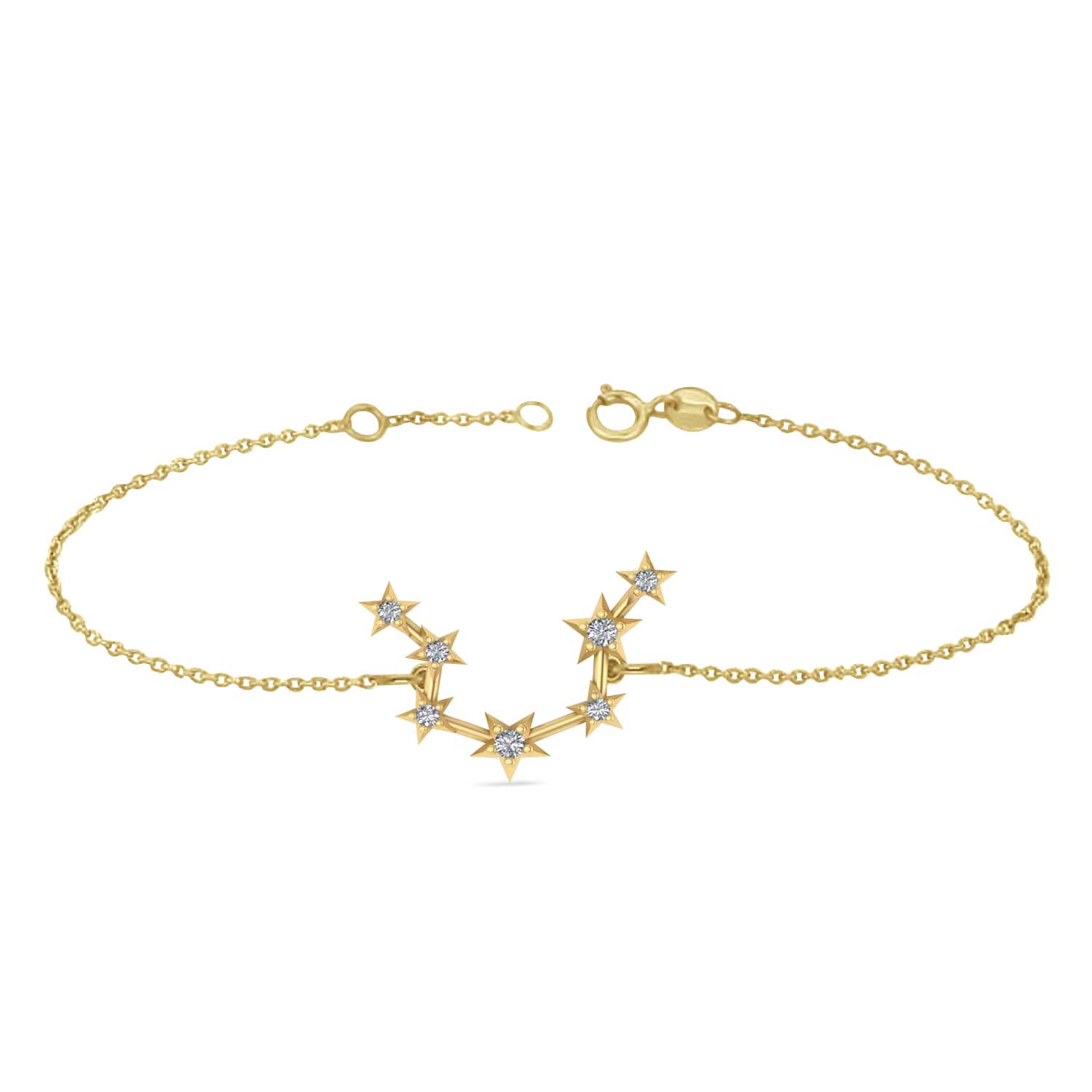 Diamond Aquarius Zodiac Constellation Star Bracelet 14k Yellow Gold (0.09ct)