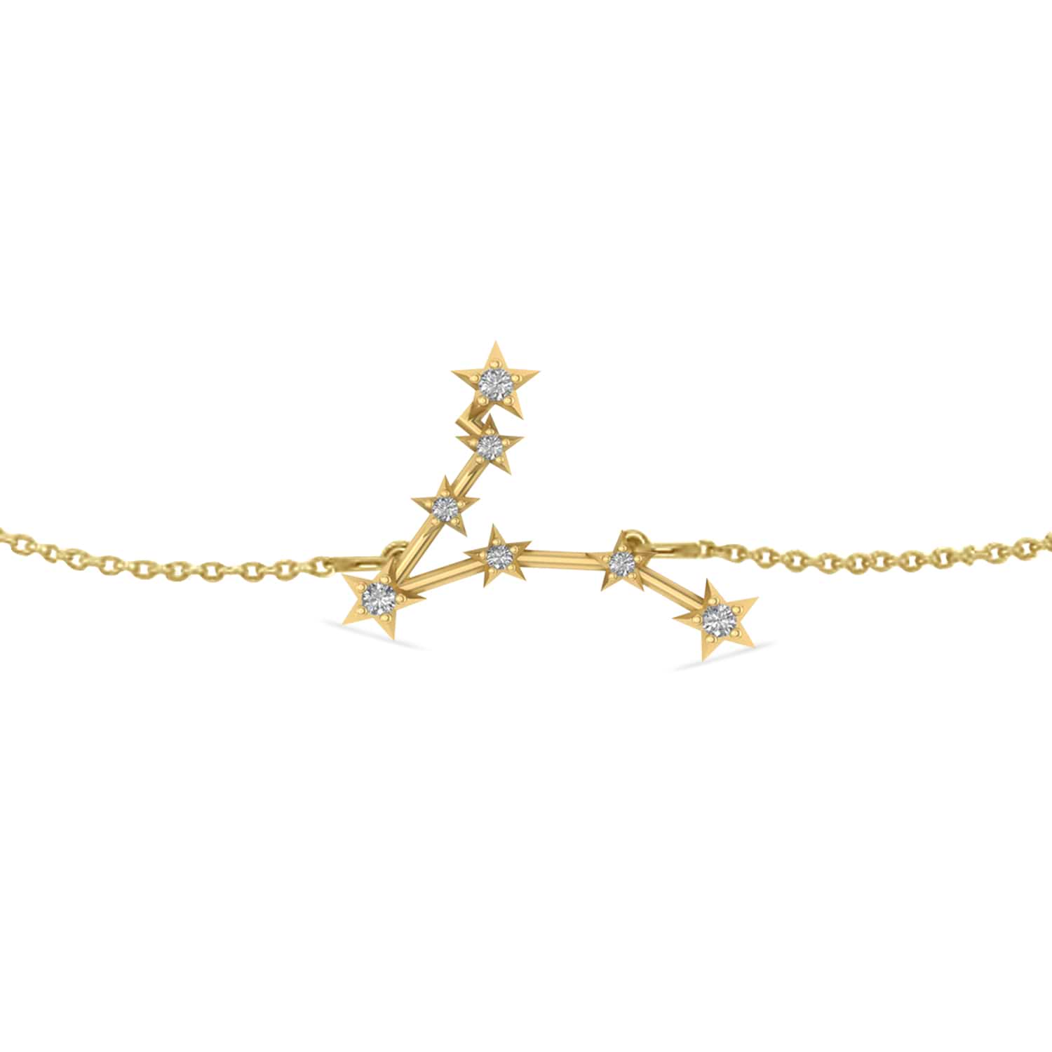 Diamond Pisces Zodiac Constellation Star Bracelet 14k Yellow Gold (0.10 ct)
