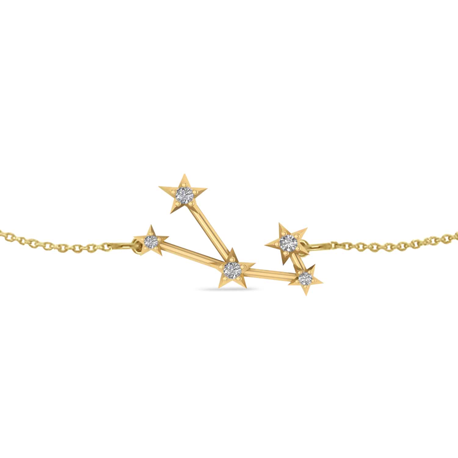 Diamond Taurus Zodiac Constellation Star Bracelet 14k Yellow Gold (0.07ct)