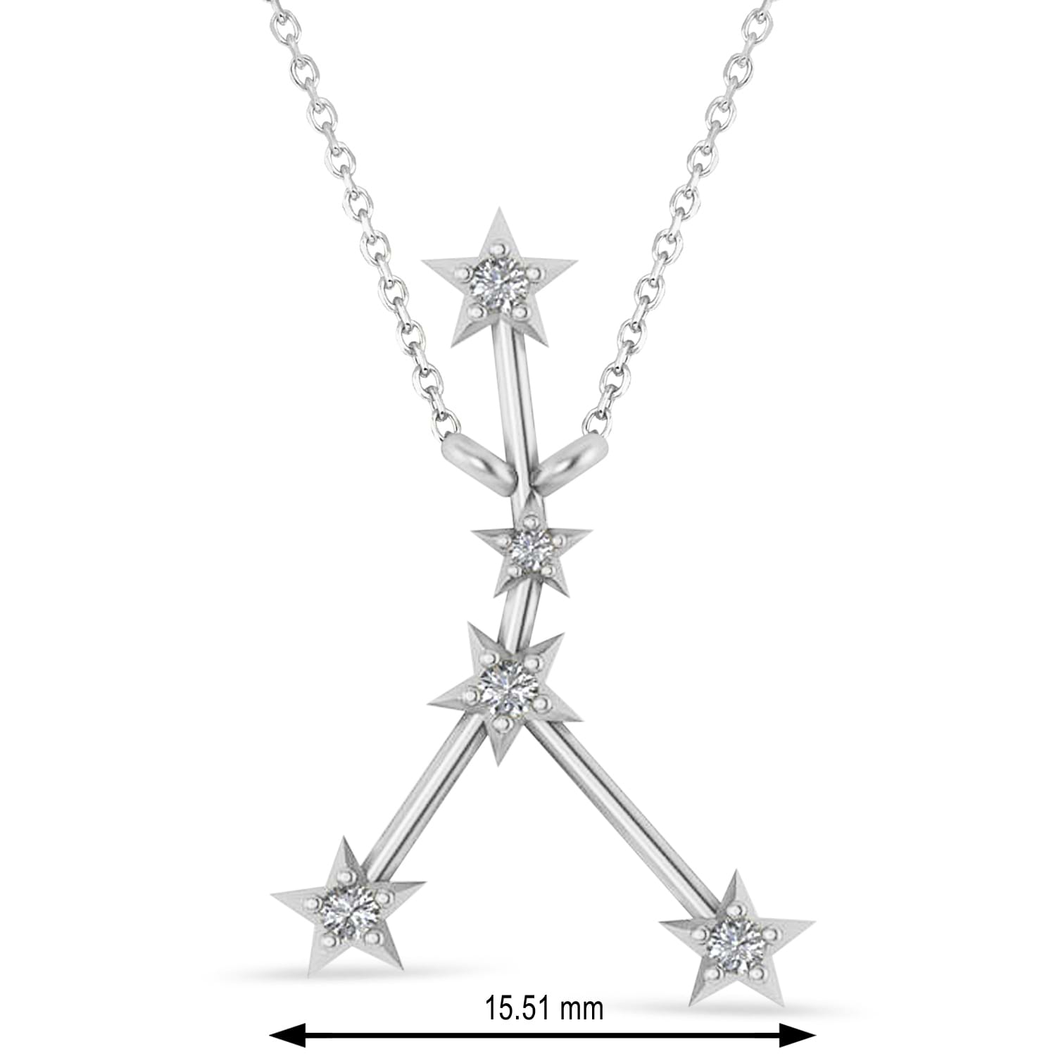 Diamond Cancer Zodiac Constellation Star Necklace 14k White Gold (0.09ct)