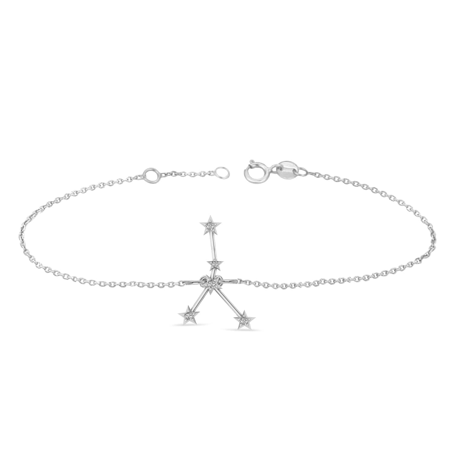 Diamond Cancer Zodiac Constellation Star Bracelet 14k White Gold (0.09ct)
