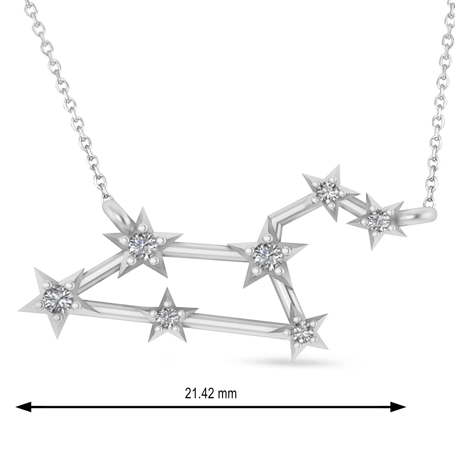 Diamond Leo Zodiac Constellation Star Necklace 14k White Gold (0.10ct)